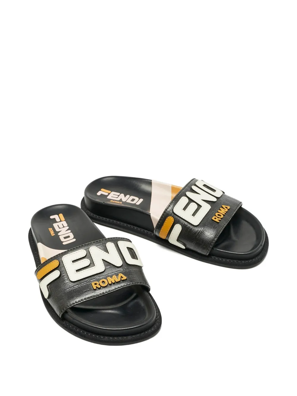 Fendi Pre-Owned Mania leather slides - Zwart