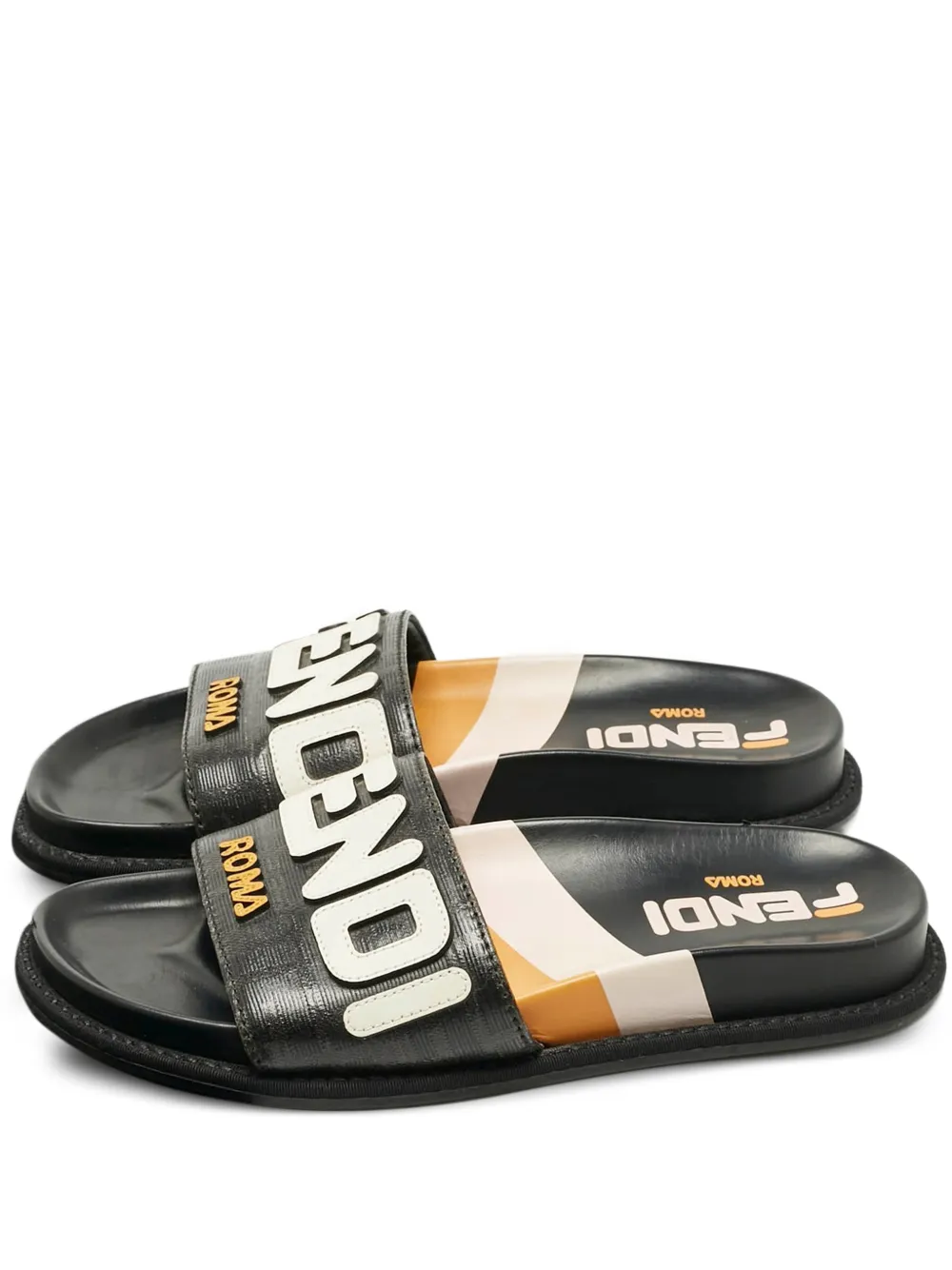 Fendi Pre-Owned Mania leather slides - Nero