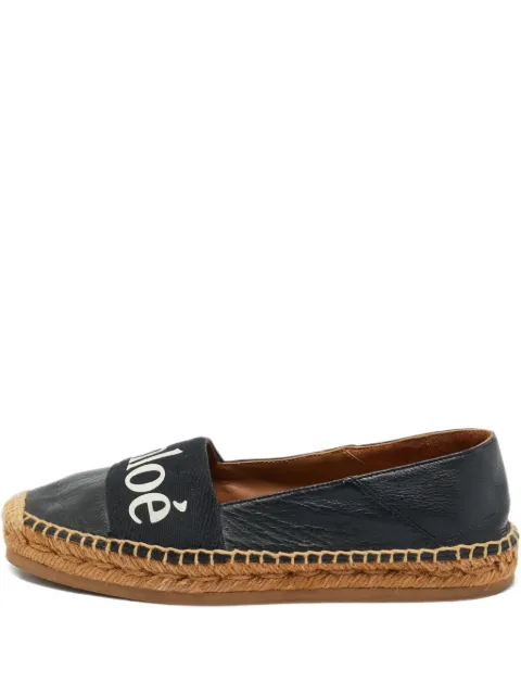 Chloé Pre-Owned leather logo-printed espadrilles