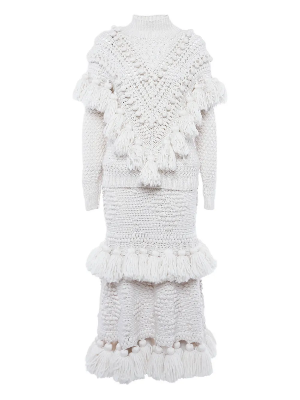 ZIMMERMANN tassel-embellishment skirt set - Bianco