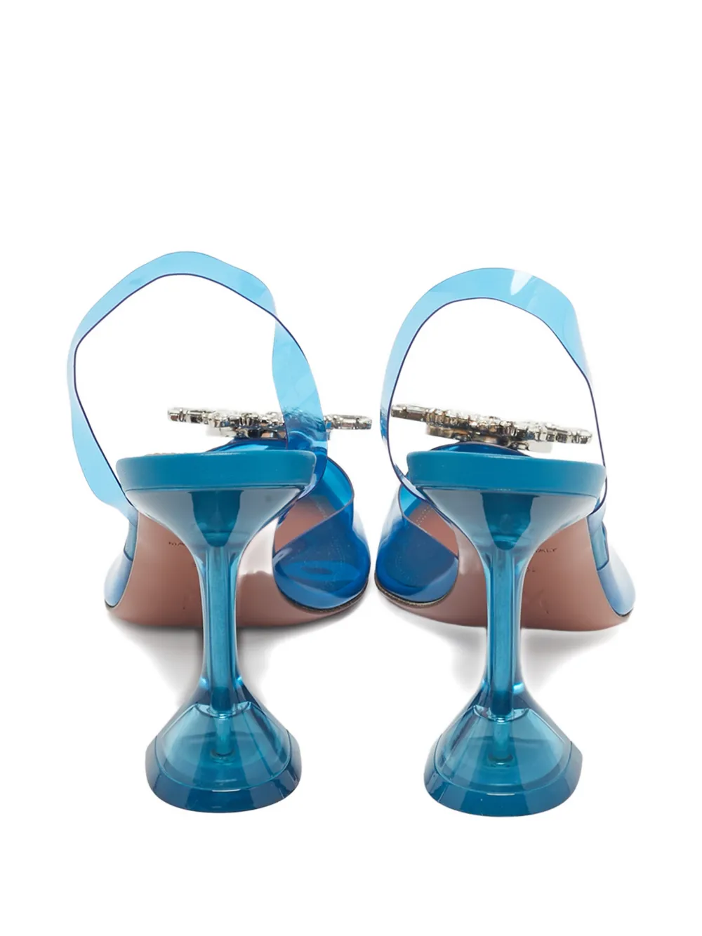 Pre-owned Amina Muaddi Crystal-embellishment Pumps In Blue