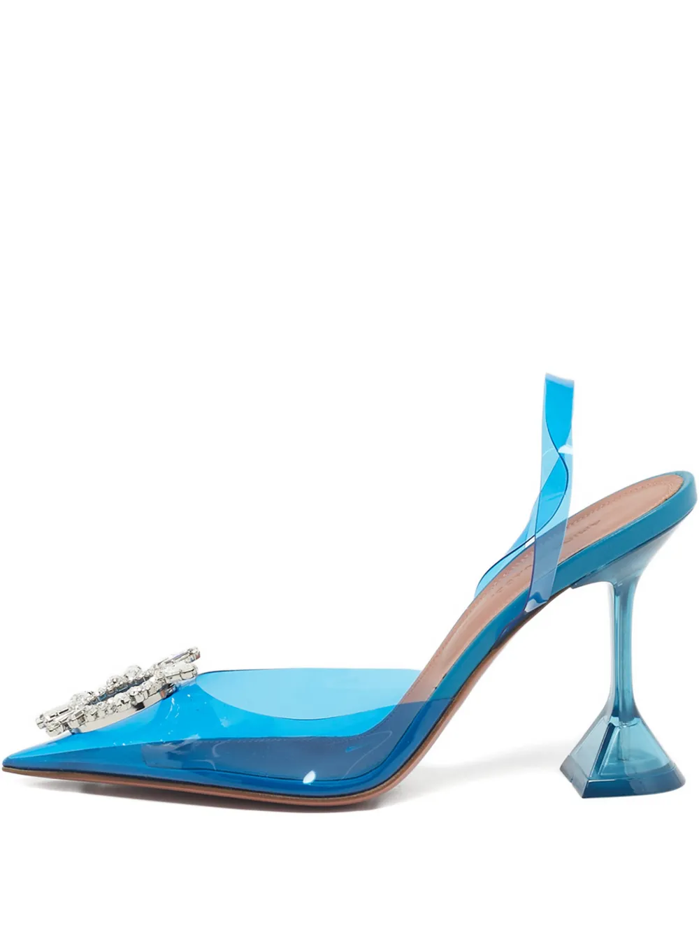 Pre-owned Amina Muaddi Crystal-embellishment Pumps In Blue