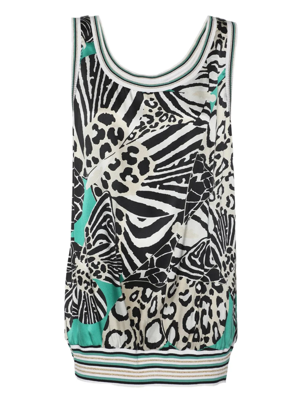 Cavalli Class swirling pattern silk knit top - Bianco