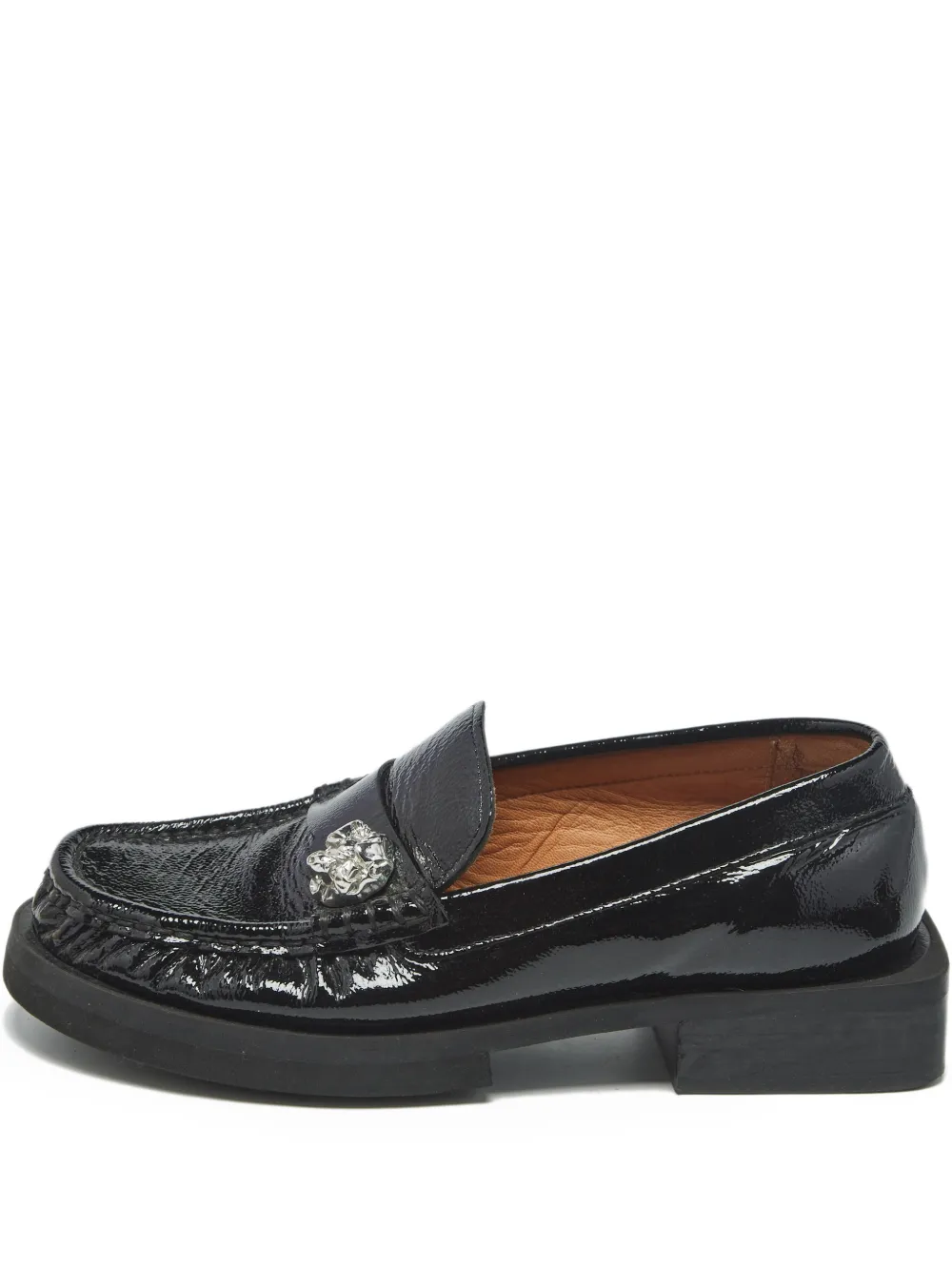 GANNI crystal leather loafers - Nero