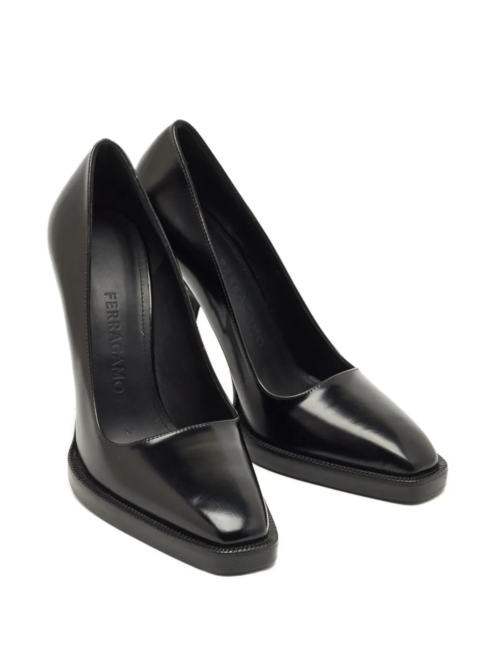Ferragamo Pre-Owned leather square-toe pumps - Zwart