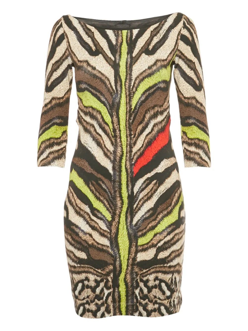 Just Cavalli Vintage animal-print long sleeve mini dress - Marrone