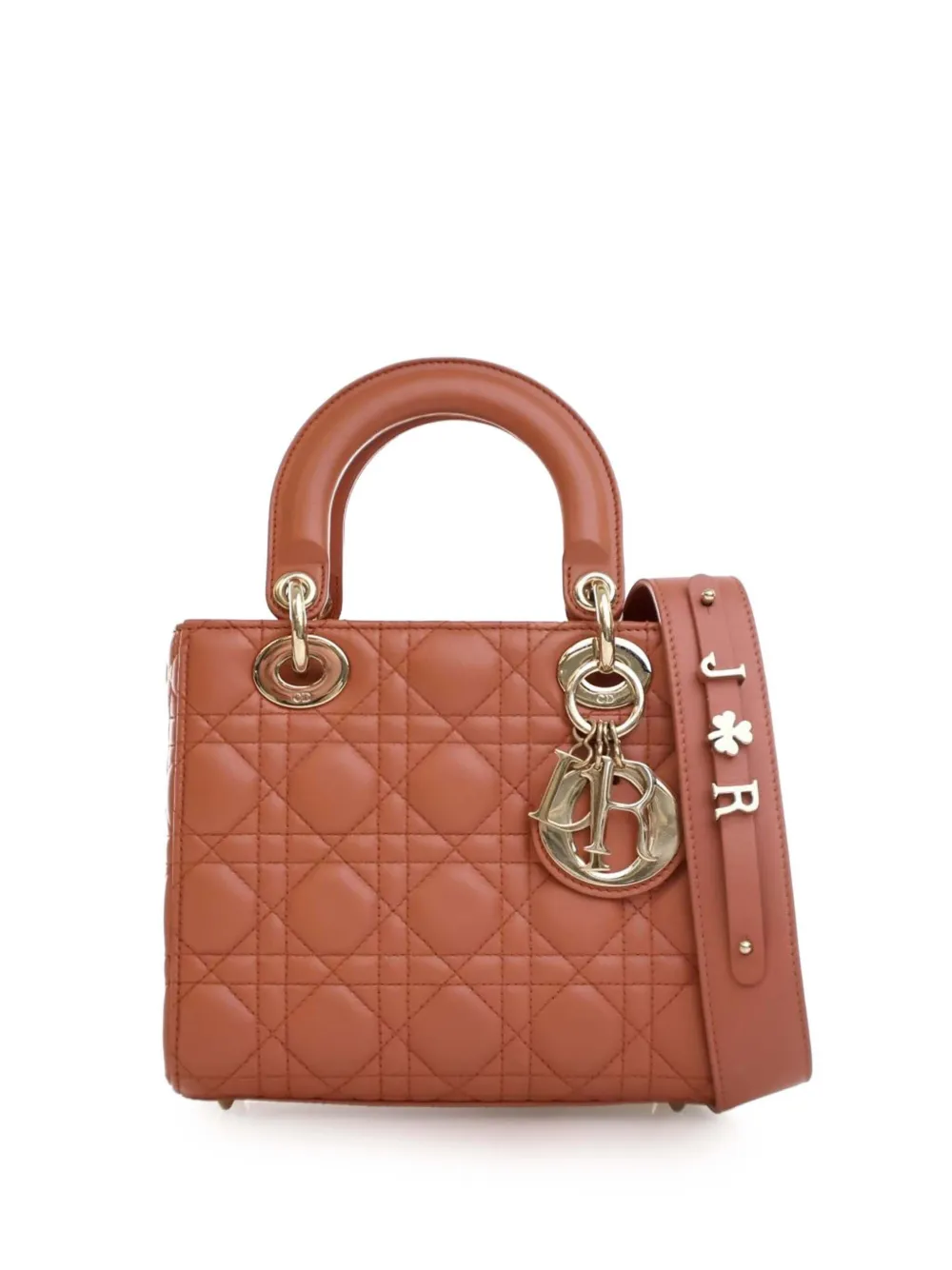 Christian Dior Pre-Owned Borsa a tracolla MyABCDior Lady Dior piccola in pelle di agnello con motivo Cannage 2019 - Arancione