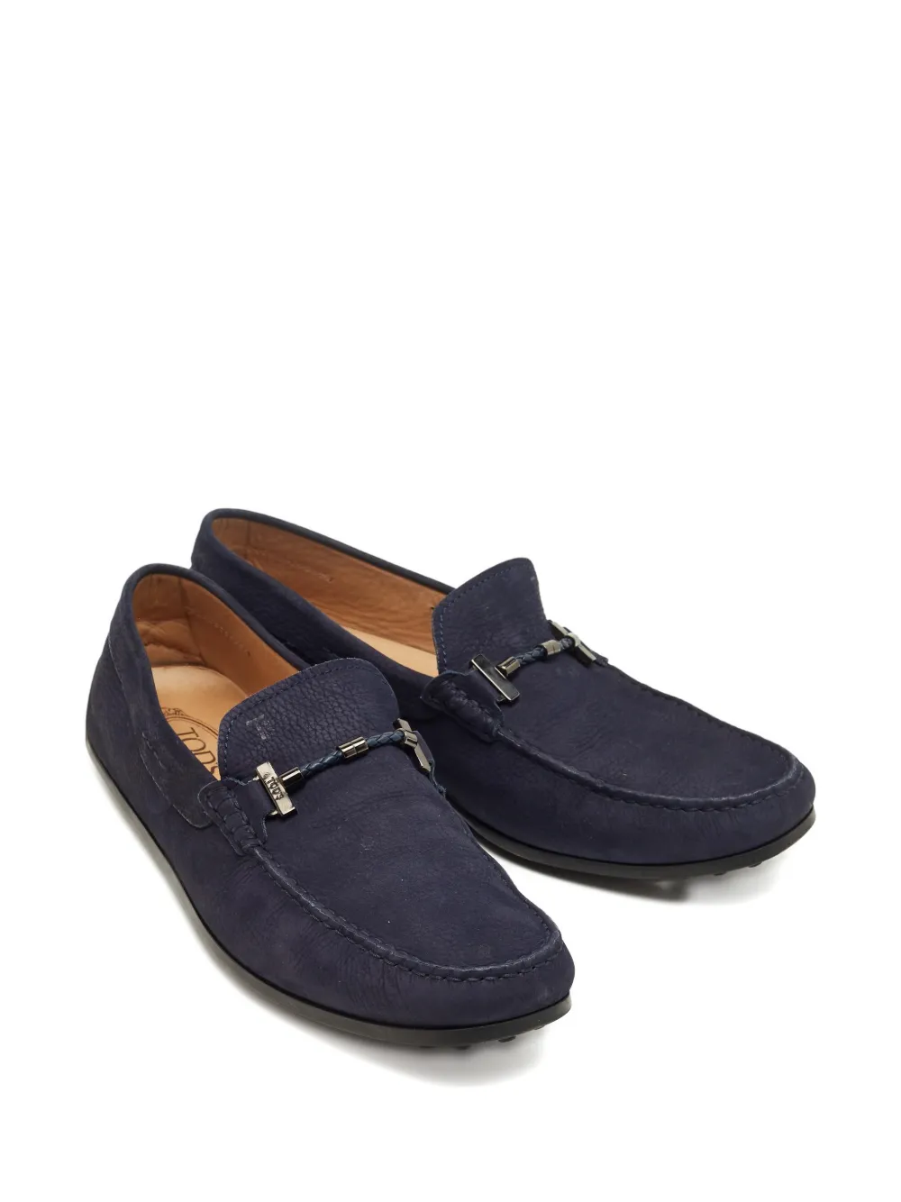 Pre-owned Tod's Logo-detail Suede Loafers In Blue