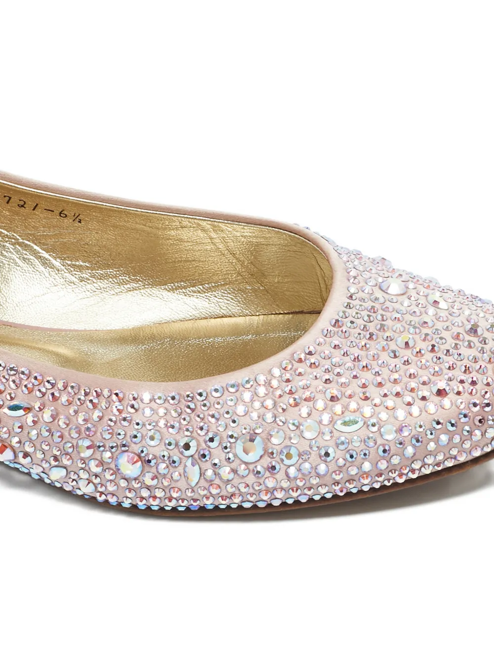 Pre-owned Gina Crystal-embellishment Ballet Flats In Purple