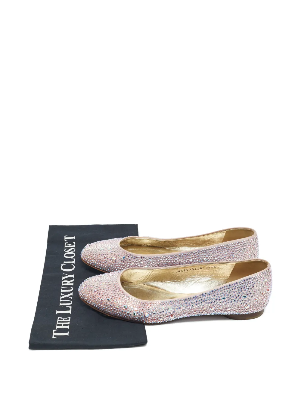 Pre-owned Gina Crystal-embellishment Ballet Flats In Purple