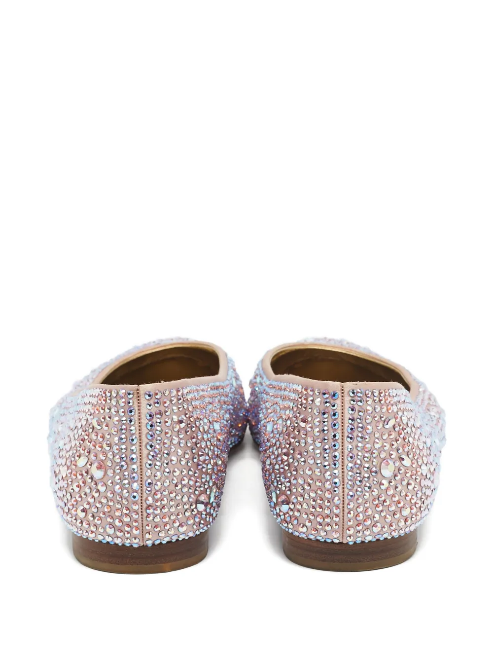 Pre-owned Gina Crystal-embellishment Ballet Flats In Purple