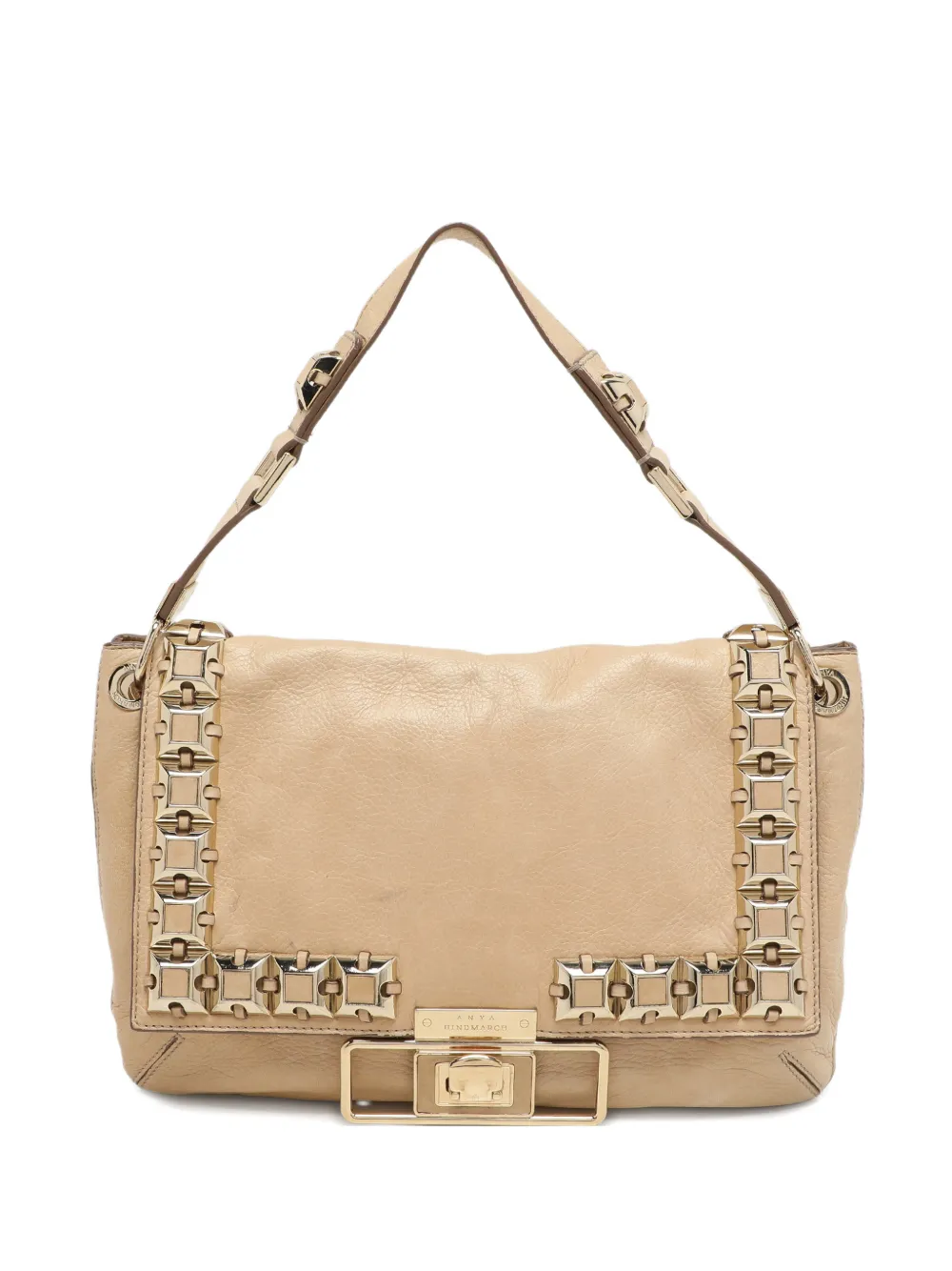 Pre-owned Anya Hindmarch 1136894 Metal Details Handbag In Neutral