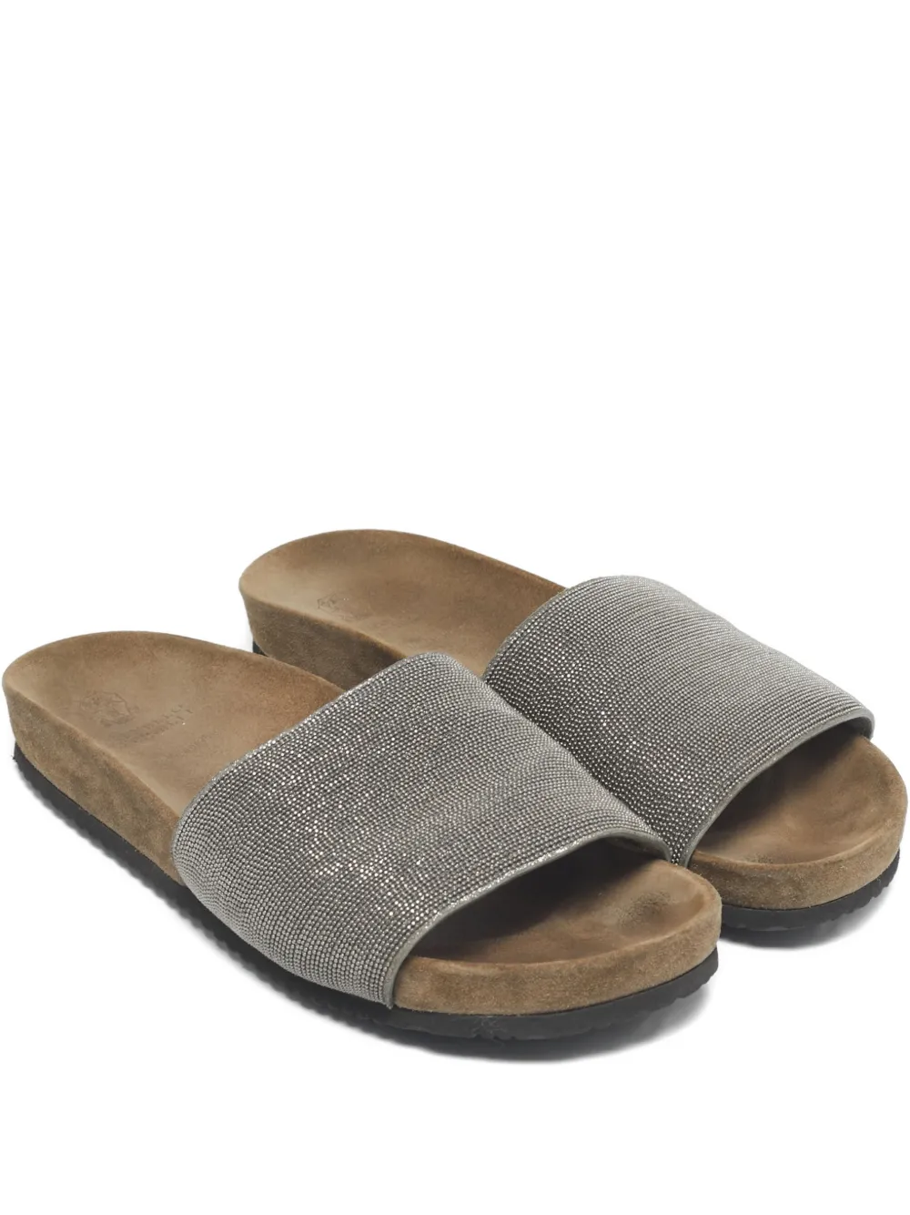 Brunello Cucinelli Monili beaded flat slides | Grey | Image 1