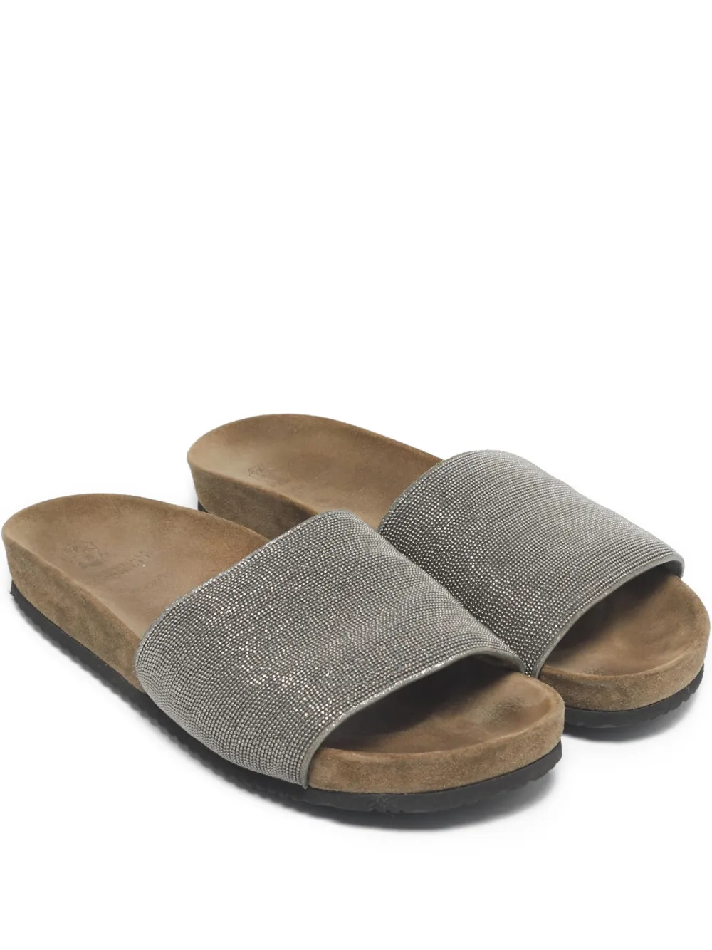 Brunello Cucinelli Monili beaded flat slides | Grey | Image 1