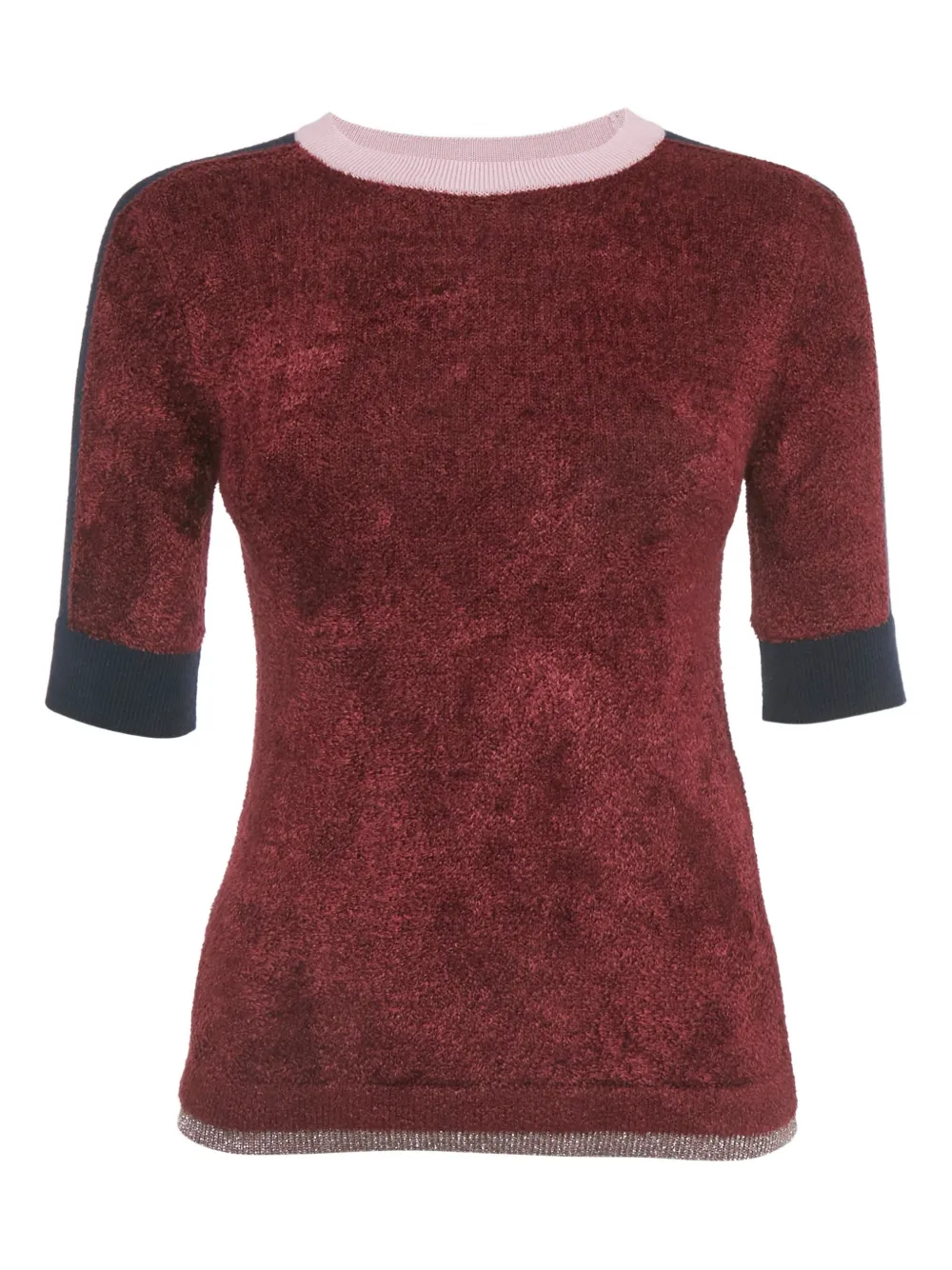 Pre-owned Weekend Max Mara Knit Contrast-trim Sweater In Red