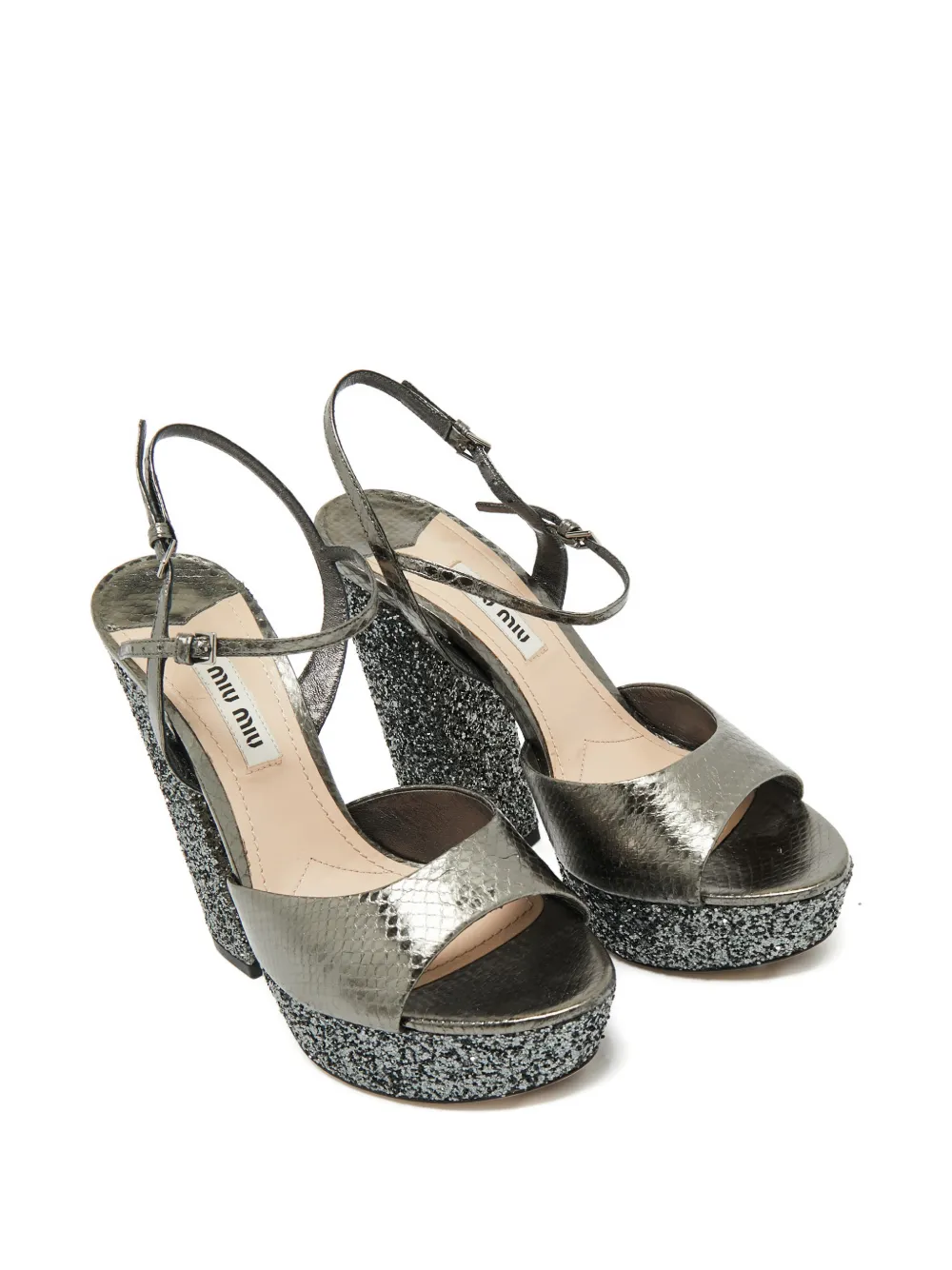 Miu Miu Pre-Owned glitter-effect ankle-strap sandals | Image 2