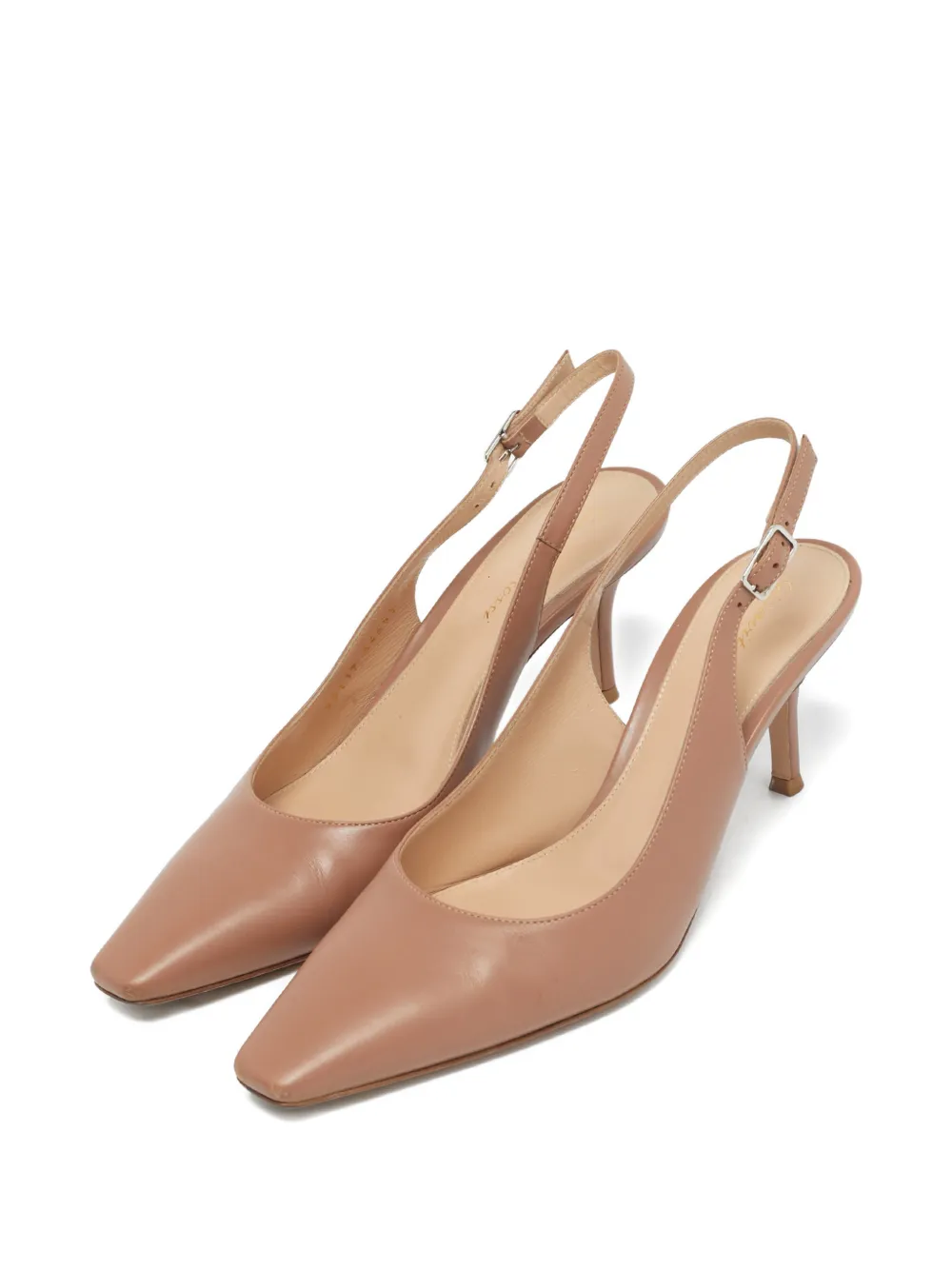 Gianvito Rossi leather pointed-toe slingback pumps - Bruin