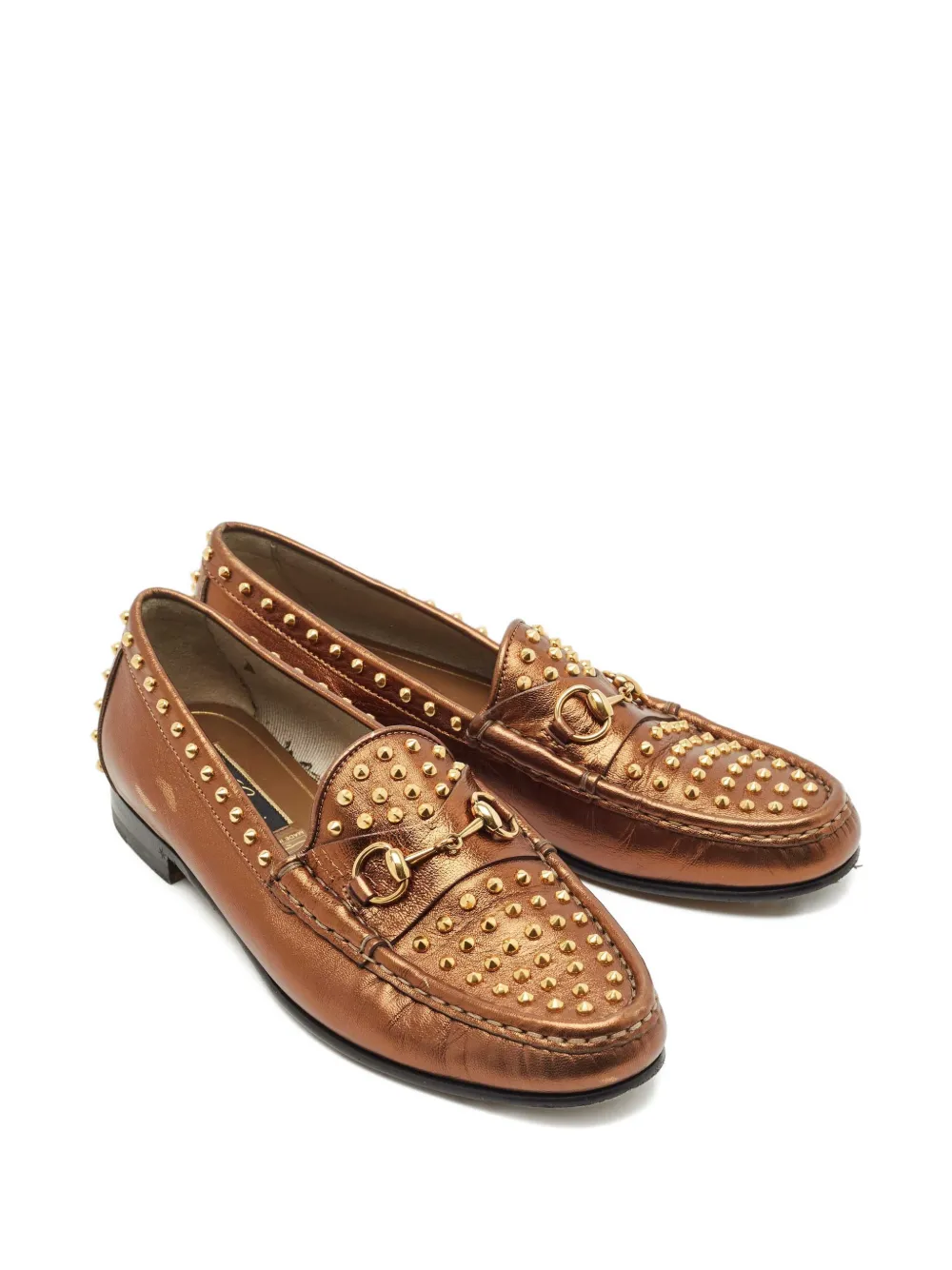Gucci Pre-Owned spike-embellished leather loafers - Goud