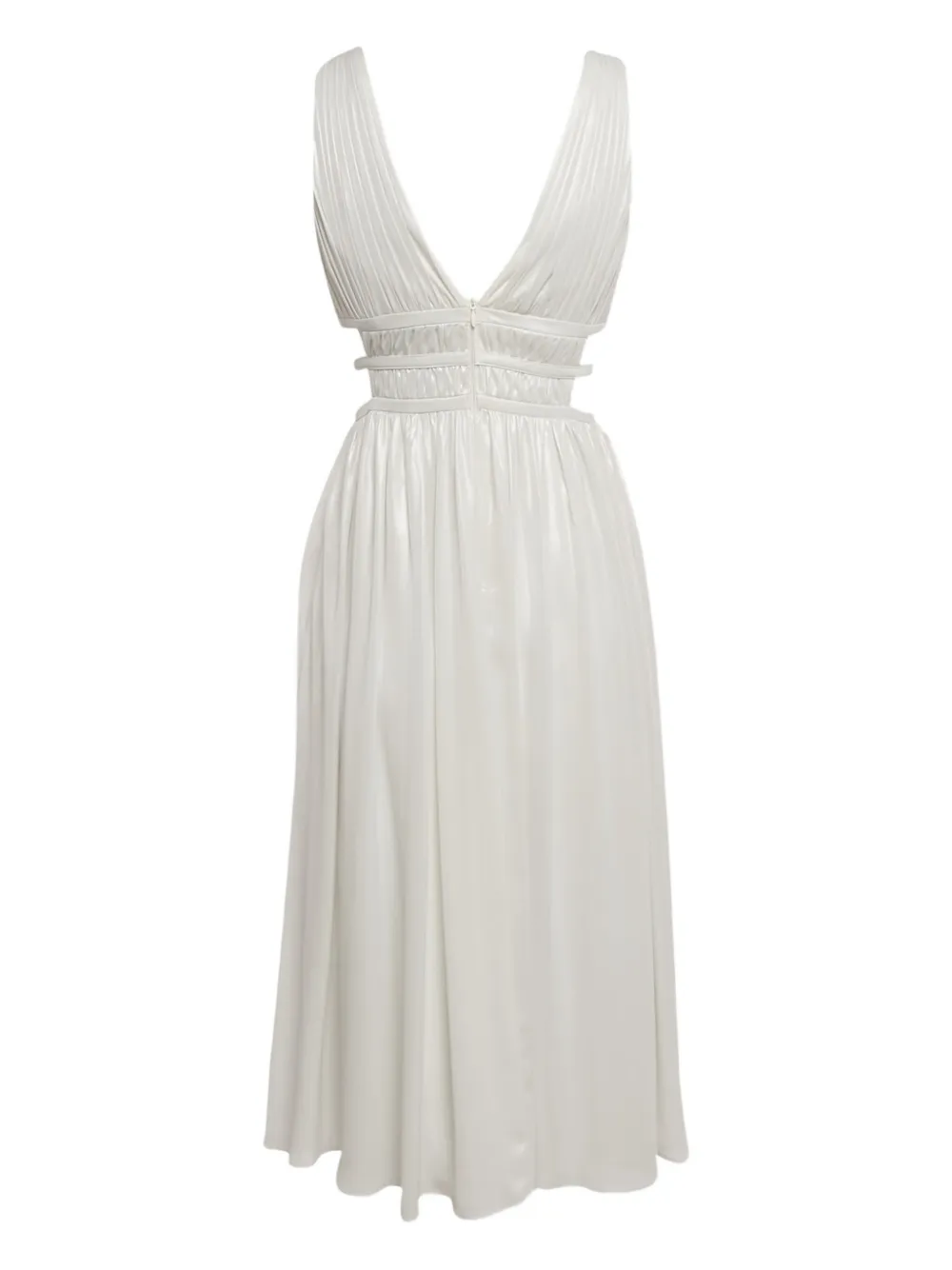 Aidan Mattox cut-out gathered midi dress - Wit