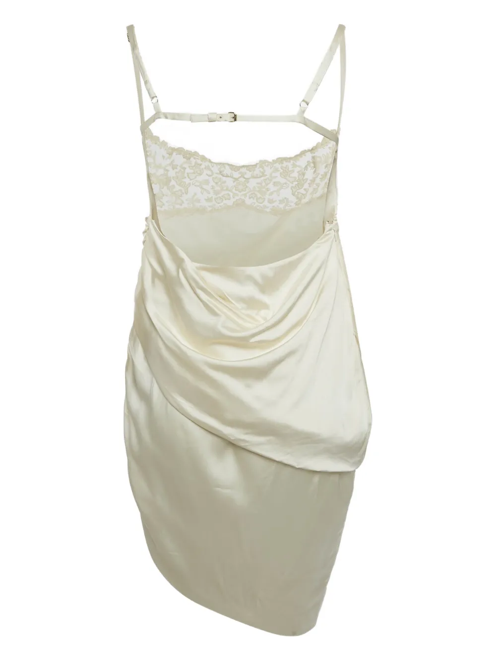 Jacquemus Pre-Owned asymmetrical lace mini dress - Beige