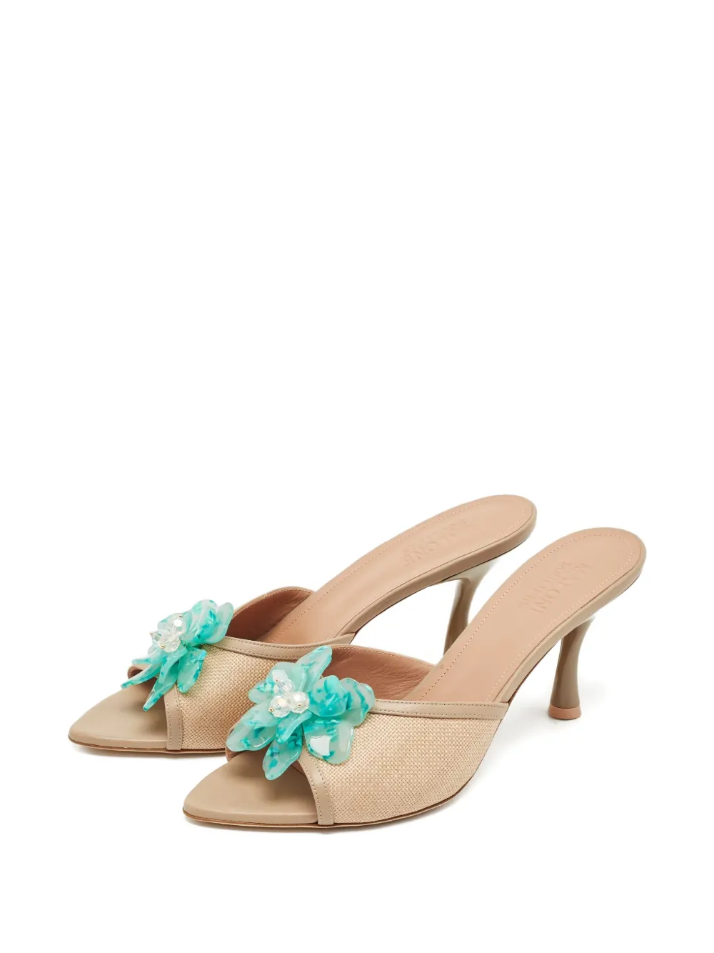 Malone Souliers raffia flower sandals - Beige