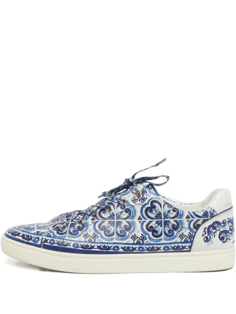 Dolce & Gabbana Pre-Owned blue pattern leather sneakers
