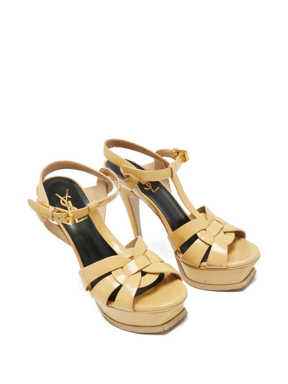 Saint Laurent Pre-Owned platform leather sandals - Beige