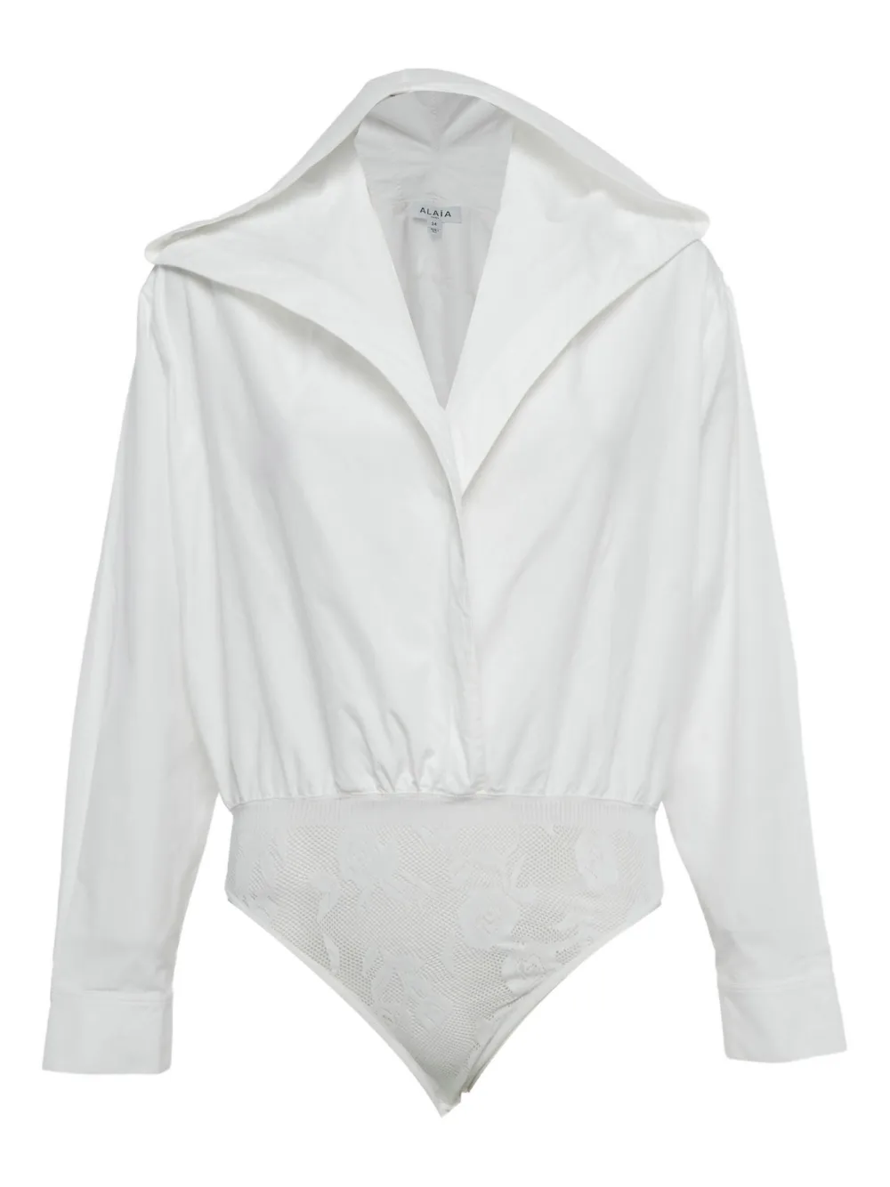 Pre-owned Alaïa Hooded Wrap Cotton Bodysuit In White