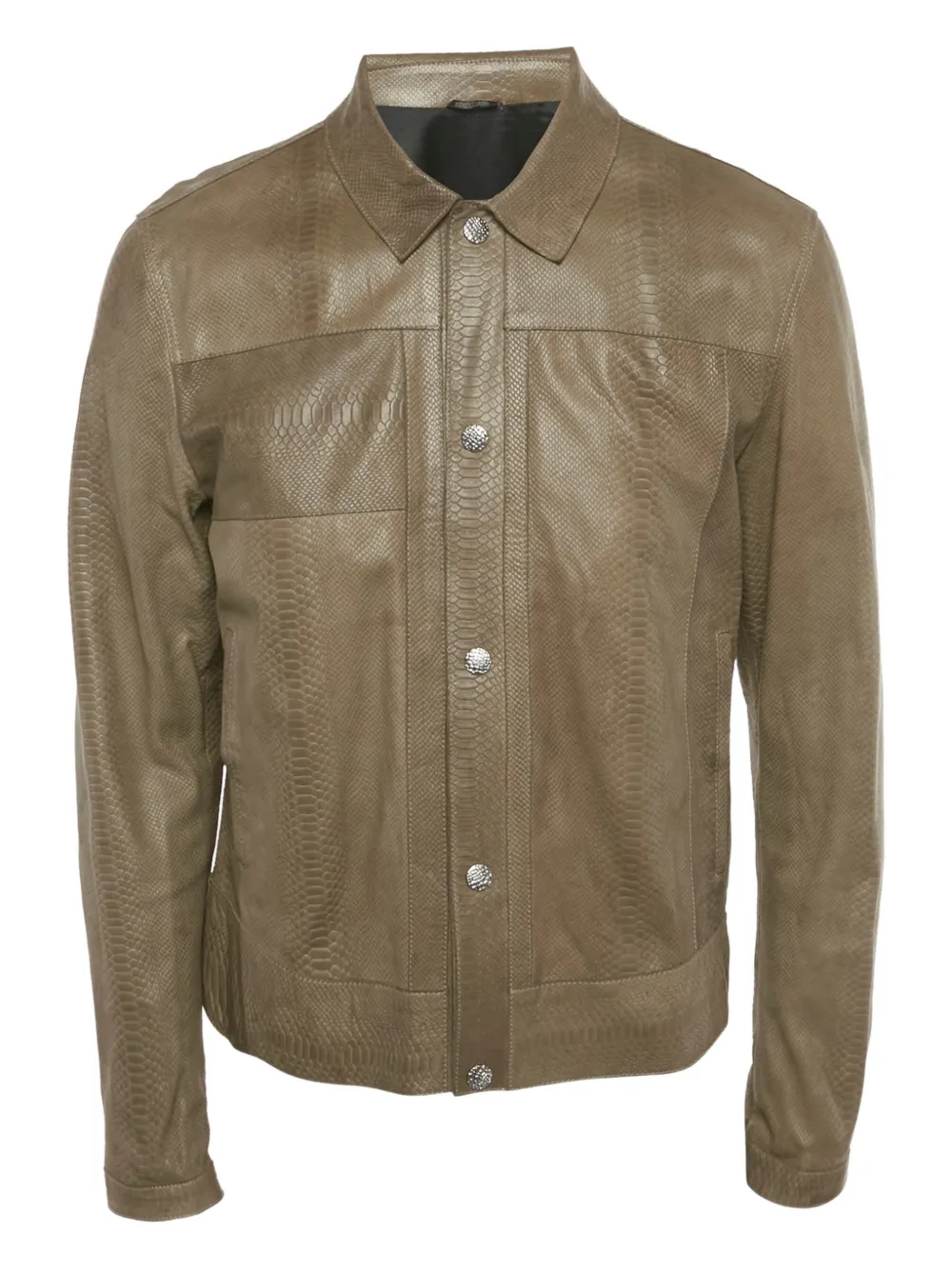 Roberto Cavalli reptile-textured leather jacket | Brown | Image 1