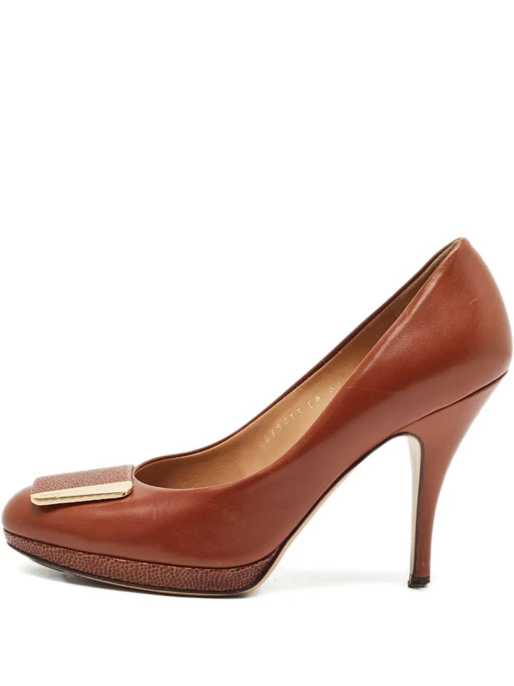 Pre-owned Ferragamo Buckle Leather Pumps In Brown
