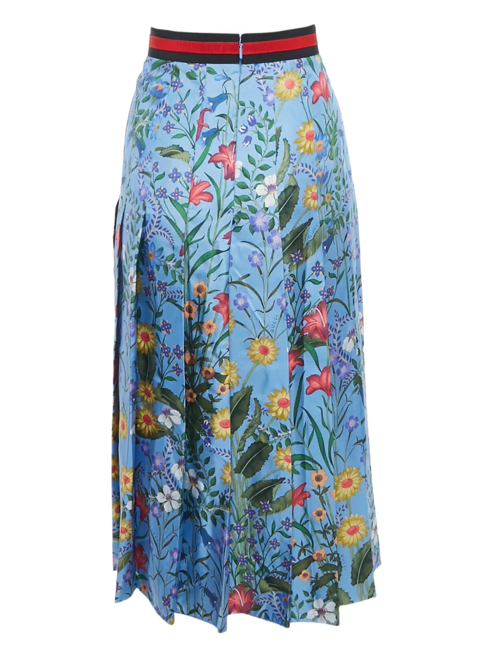 Gucci Pre-Owned floral-print pleated midi skirt - Blauw