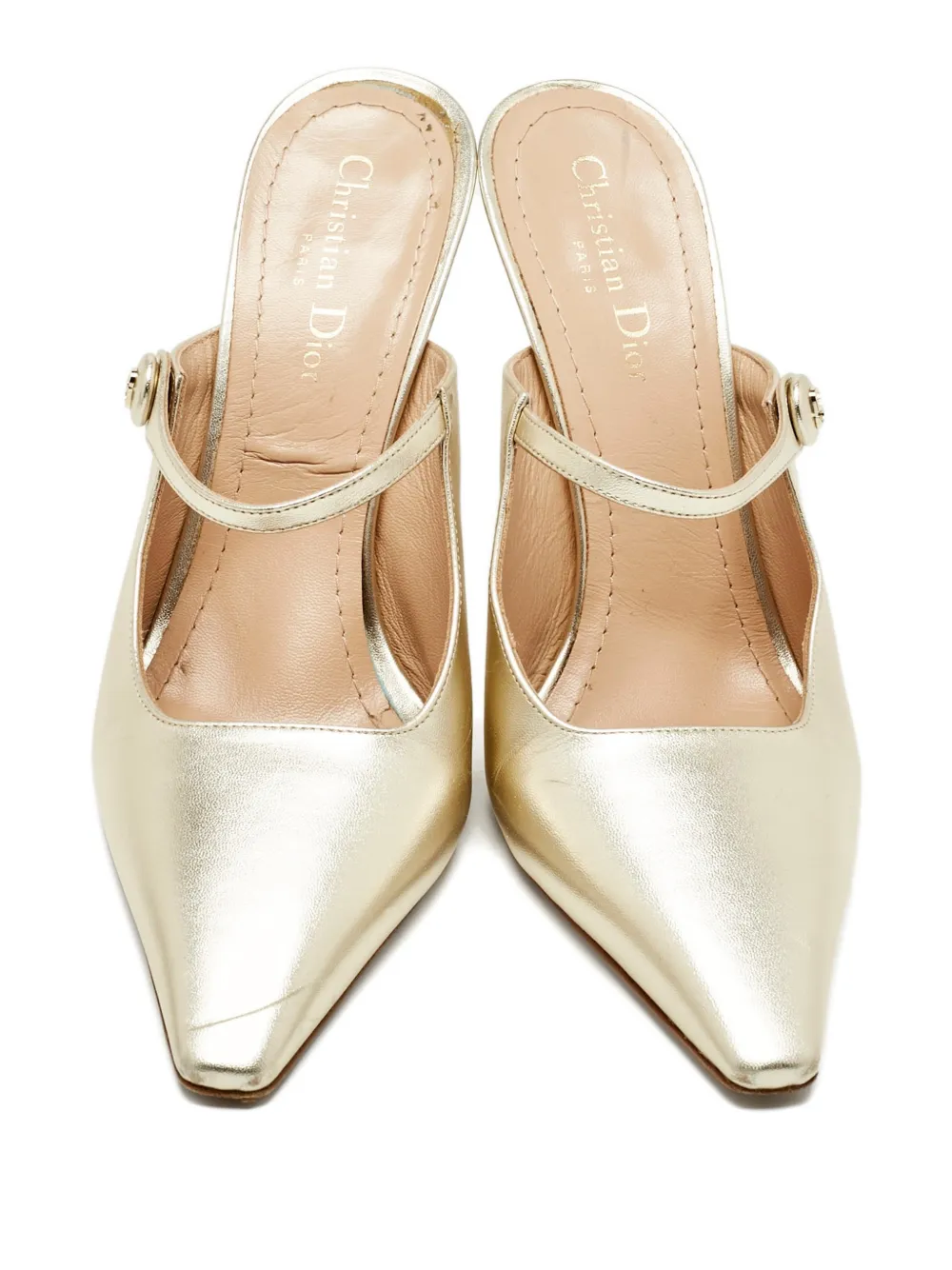 Christian Dior Pre-Owned open-toe leather mules - Goud