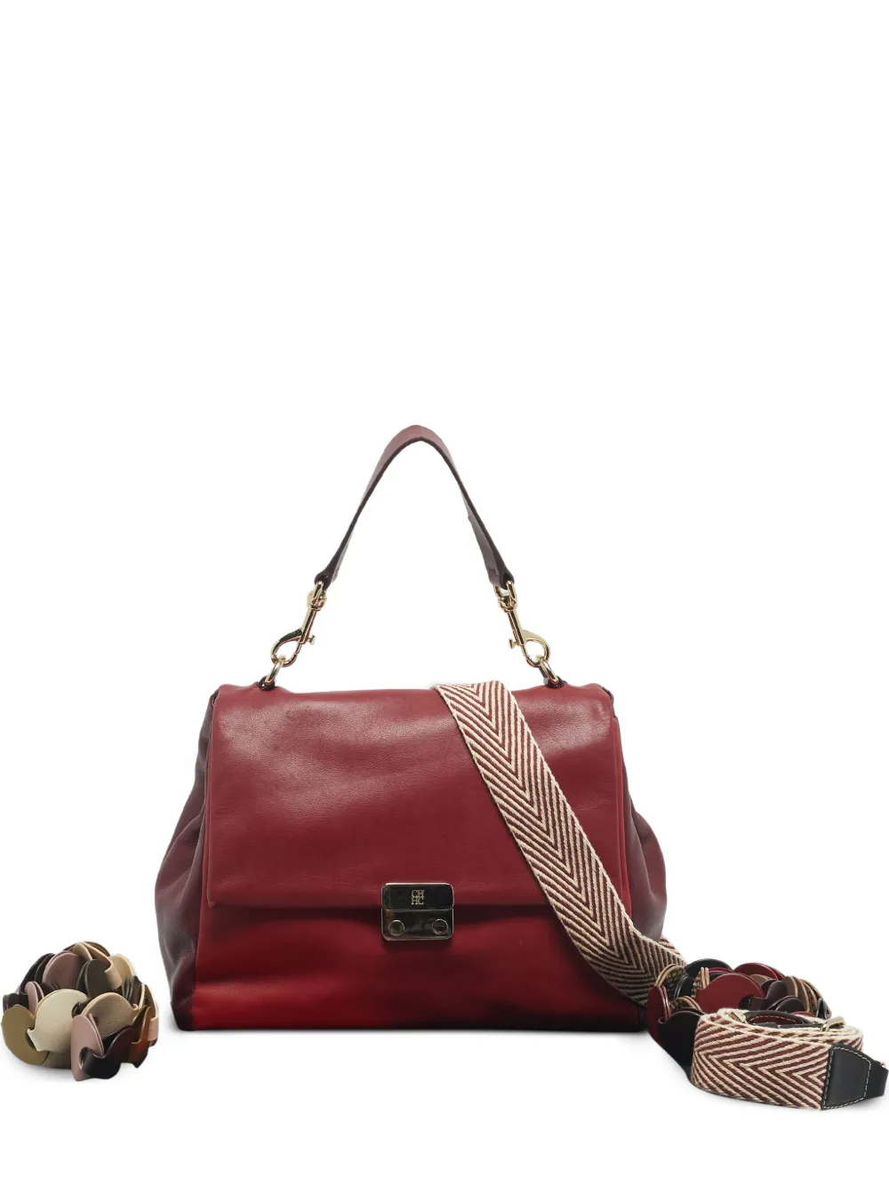 Carolina Herrera leather colour-block bag - Rosso