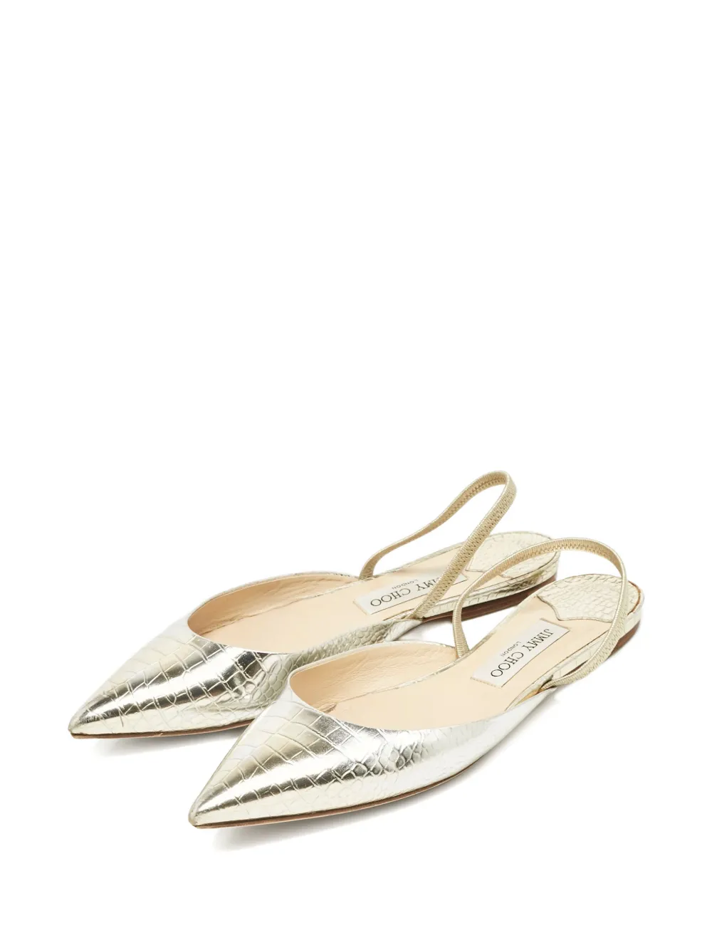 Jimmy Choo Pre-Owned Genoa croc-embossed pointed-toe flat pumps | Image 2
