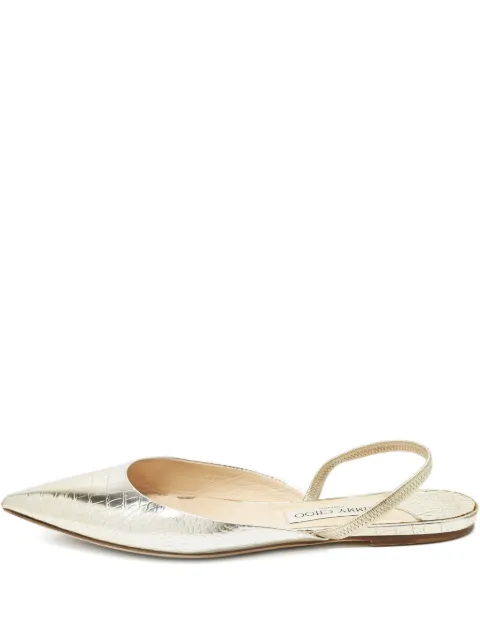 Jimmy Choo Pre-Owned Genoa croc-embossed pointed-toe flat pumps