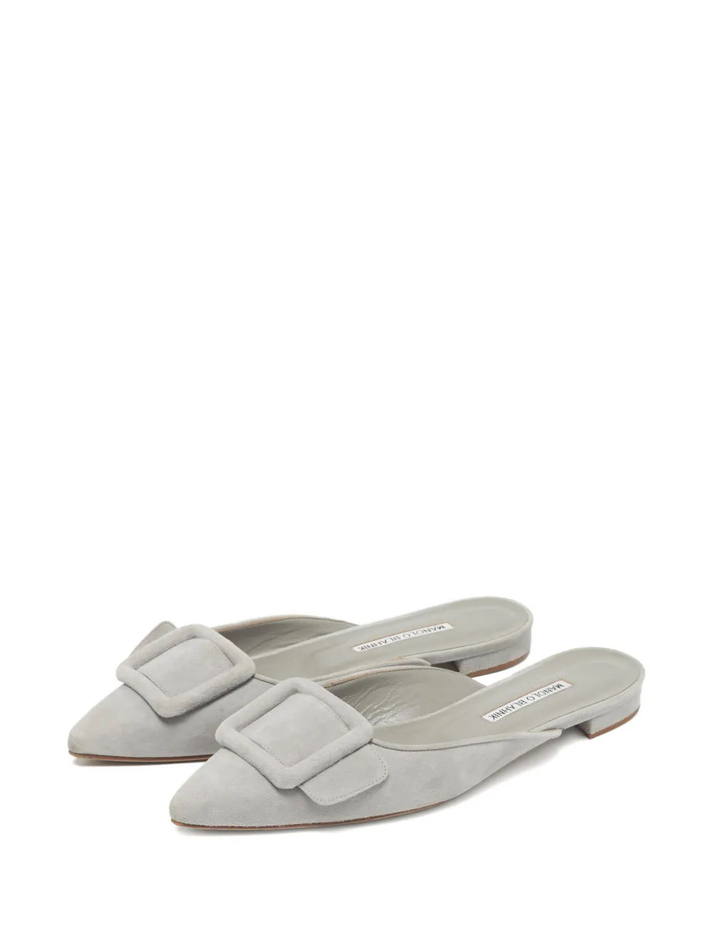 Manolo Blahnik Maysale buckle suede mules - Grijs