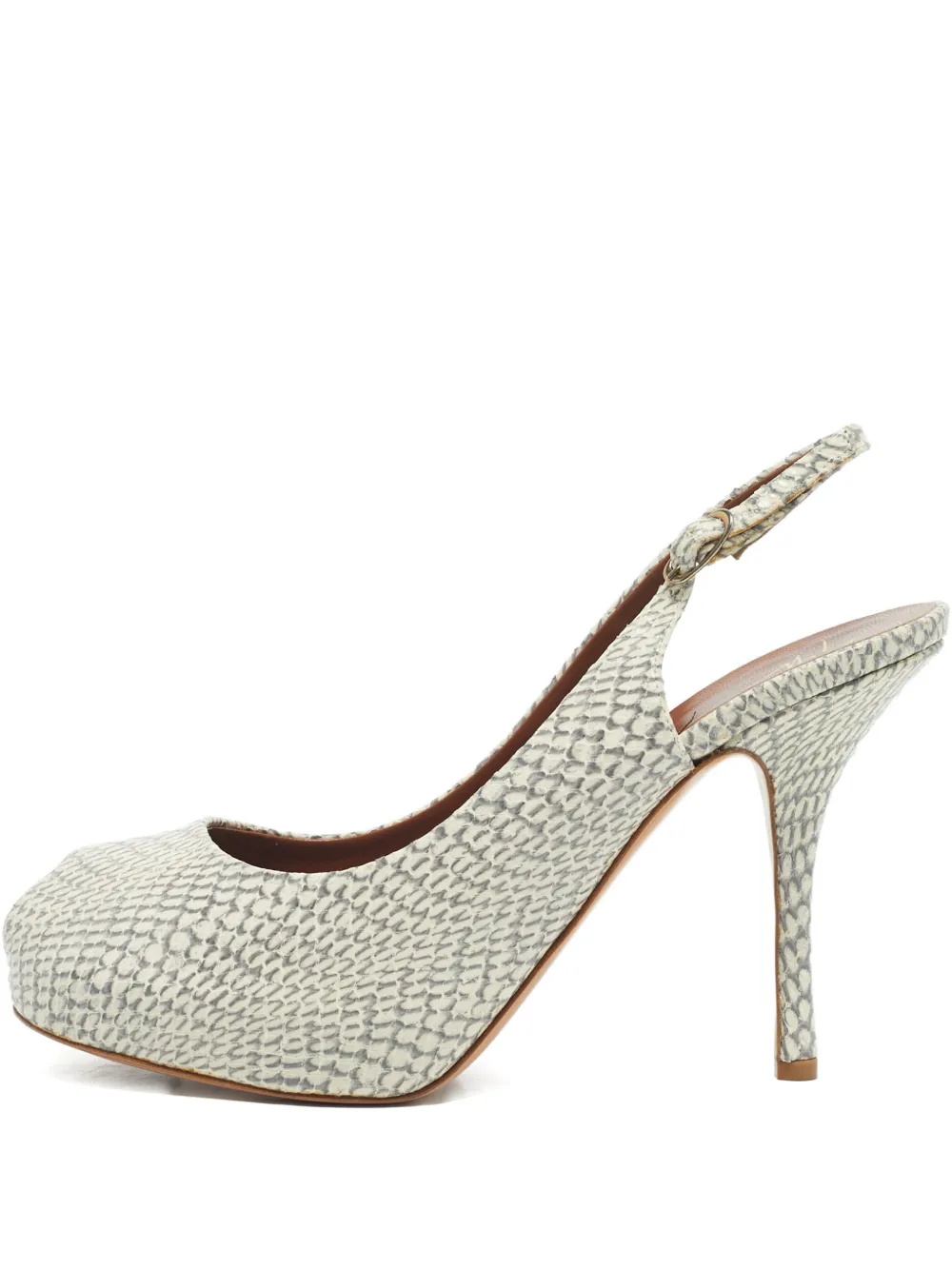 Giuseppe Zanotti Vintage python-embossed peep toe pumps - Toni neutri