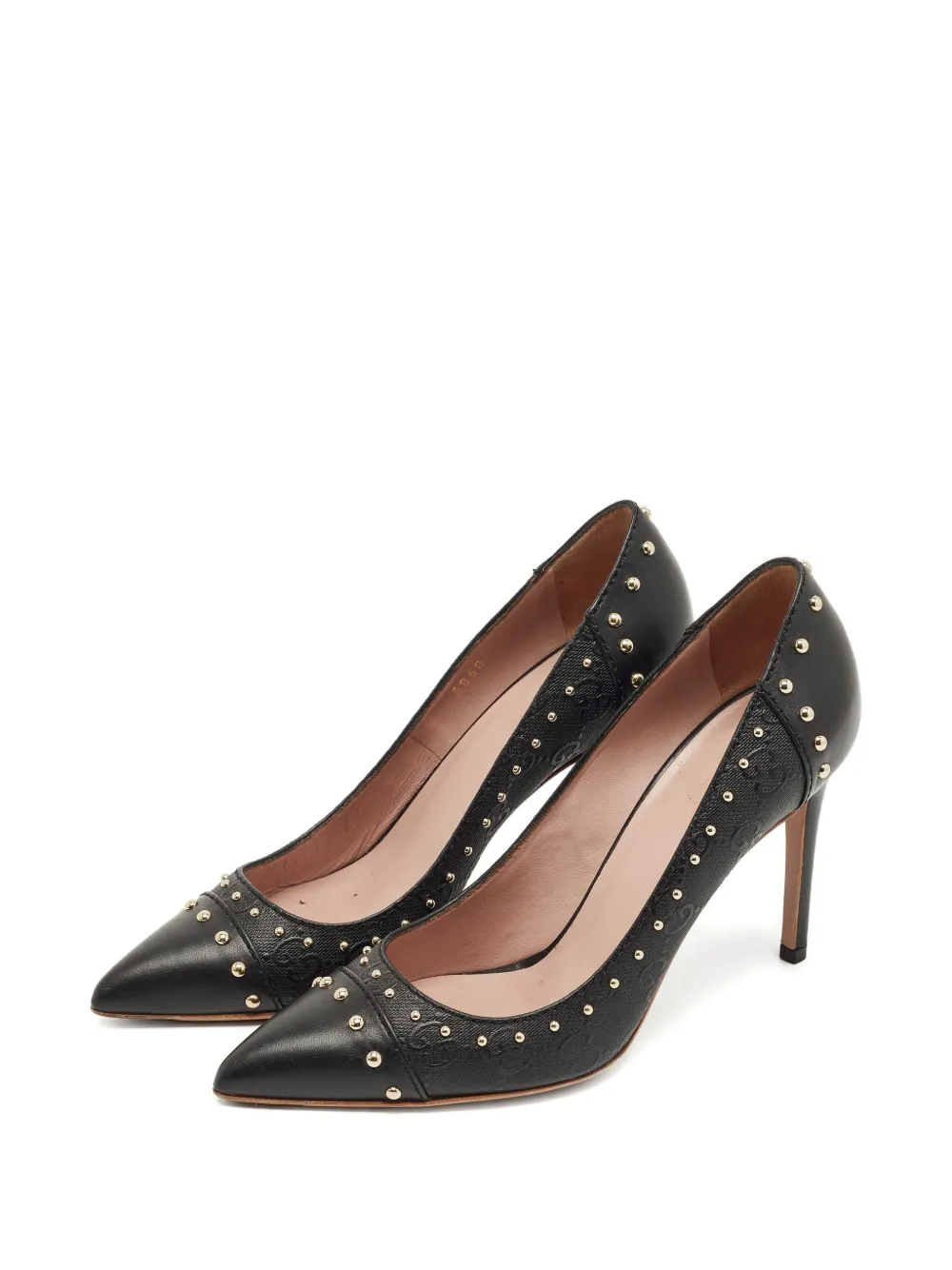 Gucci Pre-Owned GG studded leather pointed pumps - Zwart