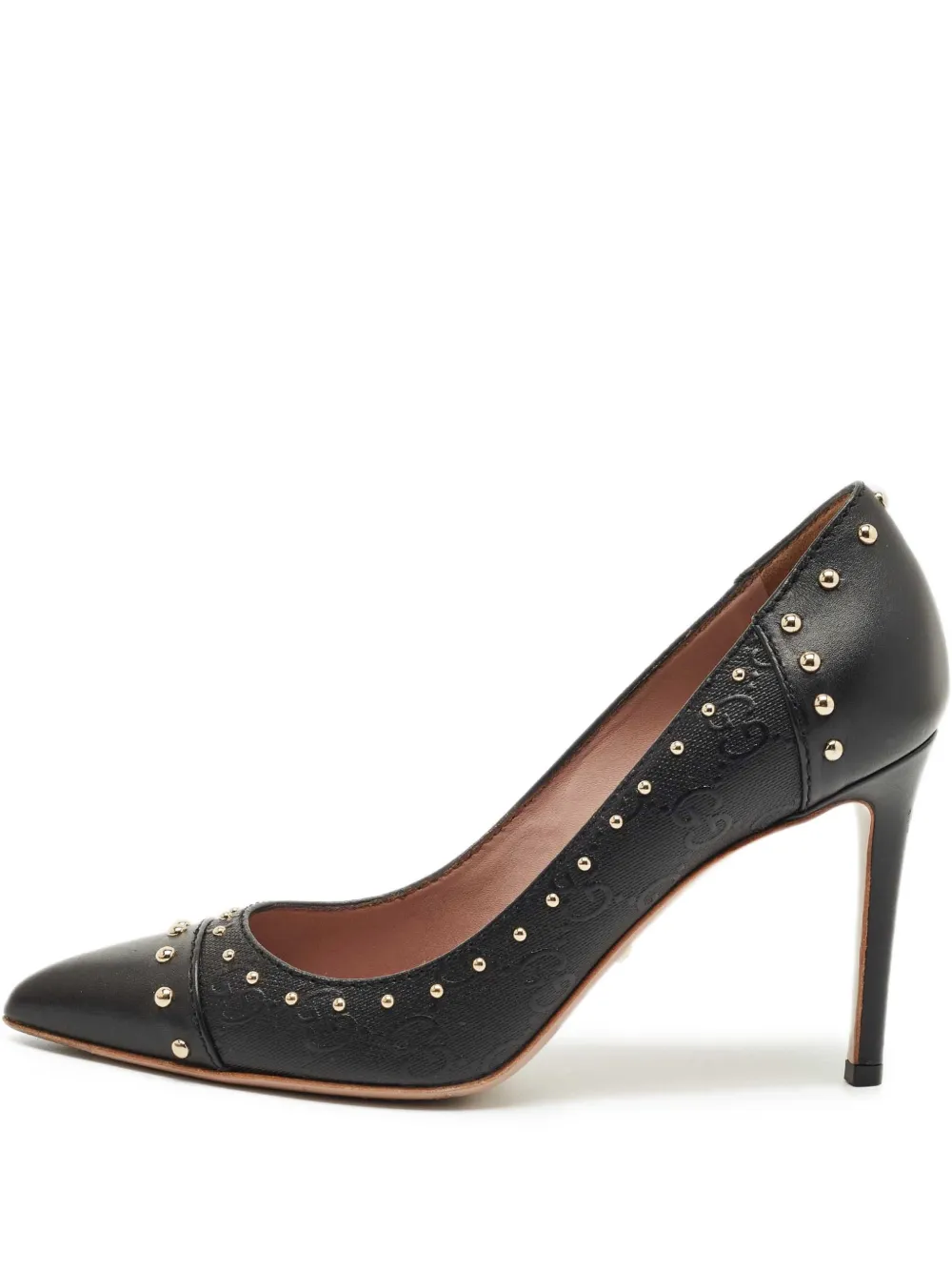 Gucci Pre-Owned GG studded leather pointed pumps - Schwarz