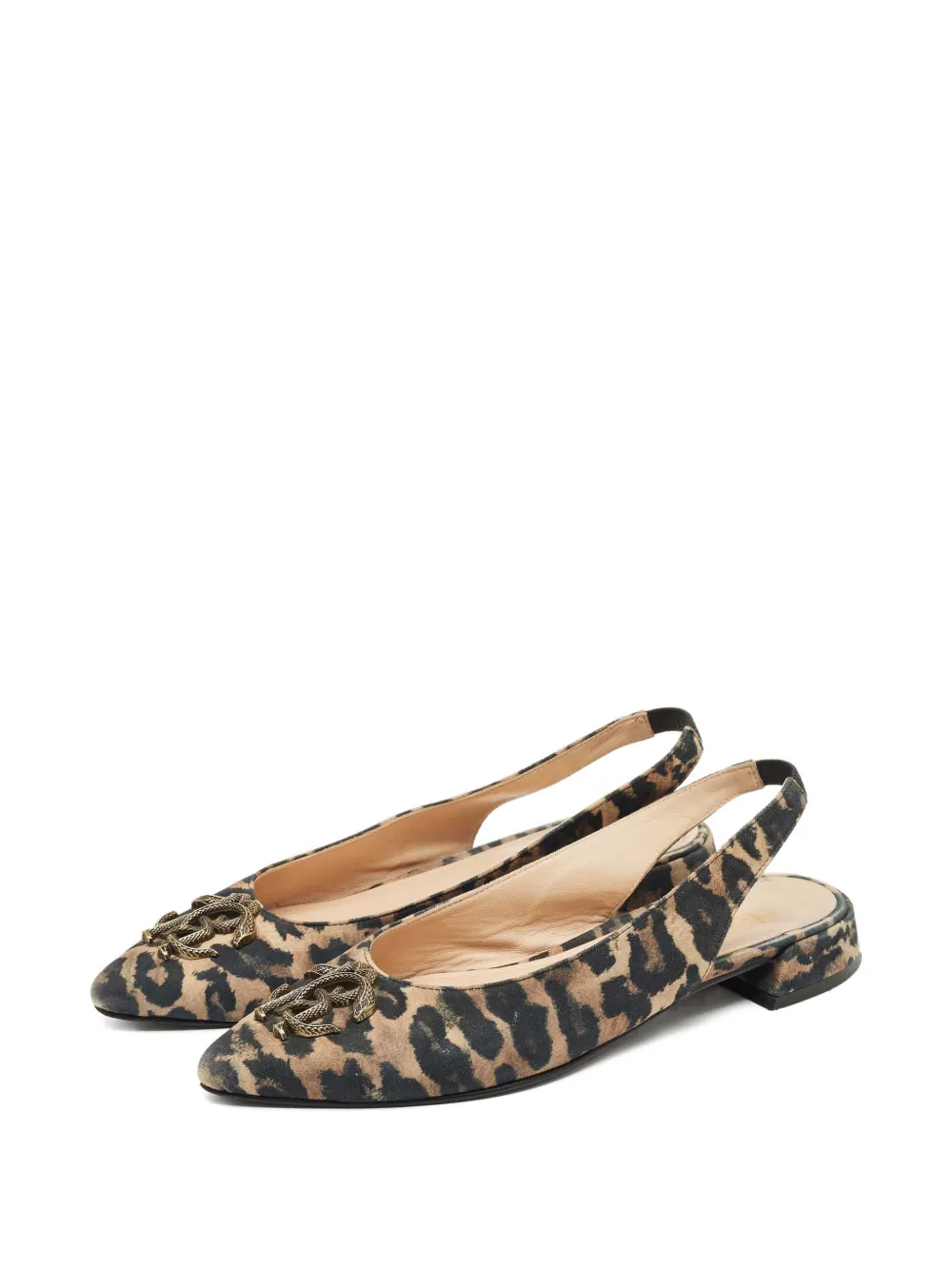 Roberto Cavalli Vintage leopard-print slingback flat pumps - Bruin
