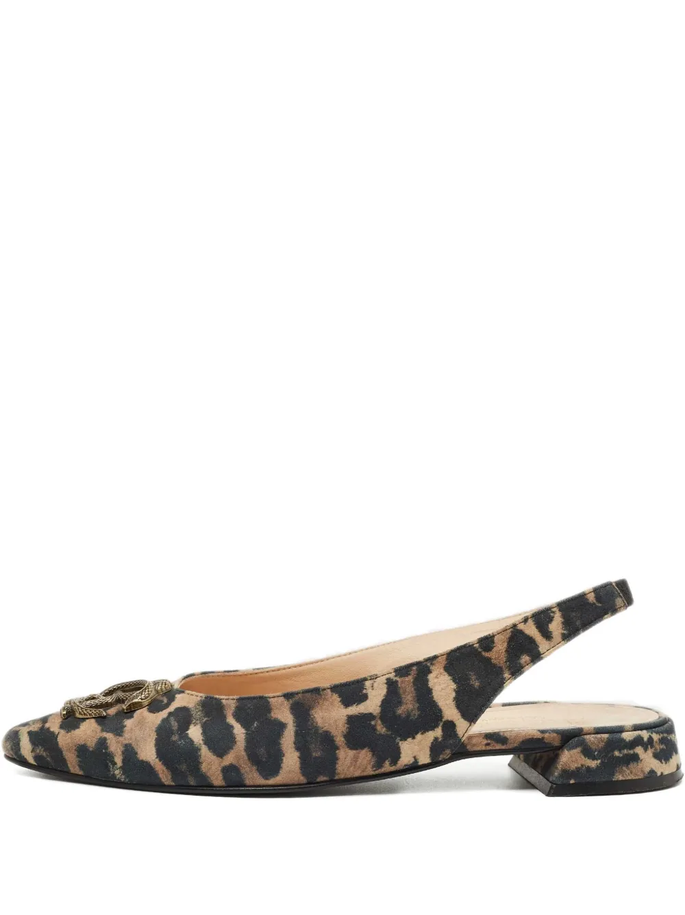 Roberto Cavalli Vintage leopard-print slingback flat pumps - Braun