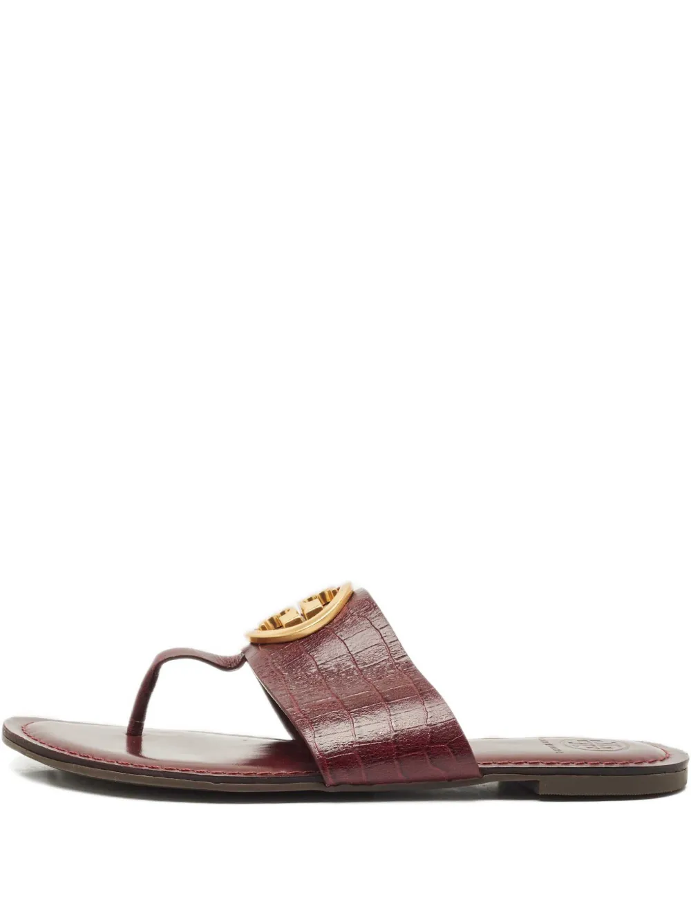 Tory Burch Amanda embossed leather flat sandals - Rosso