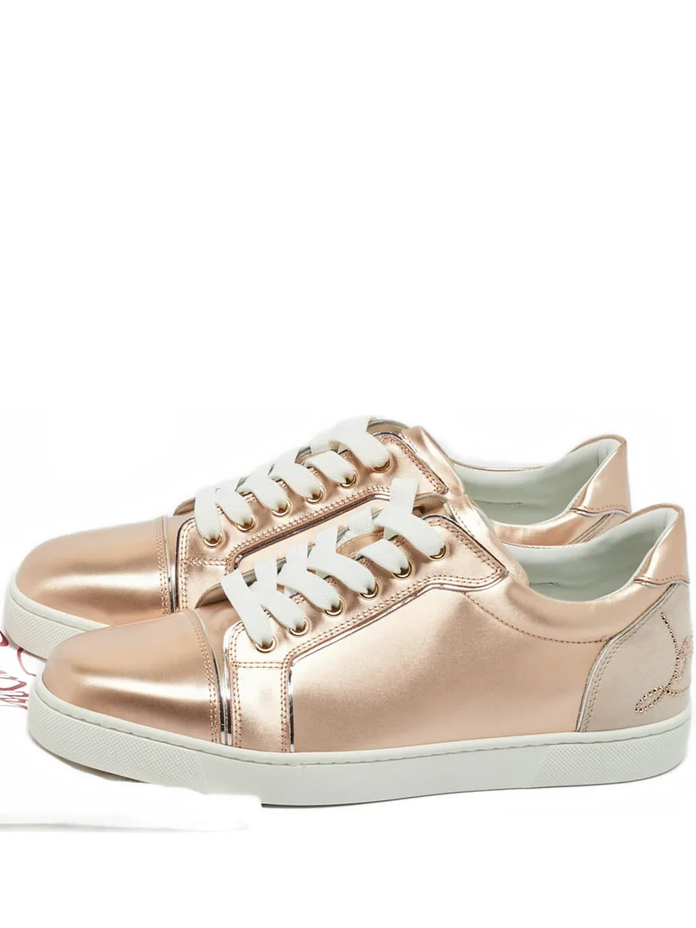 Pre-owned Christian Louboutin Fun Vieira Lace-up Leather Sneakers In Pink