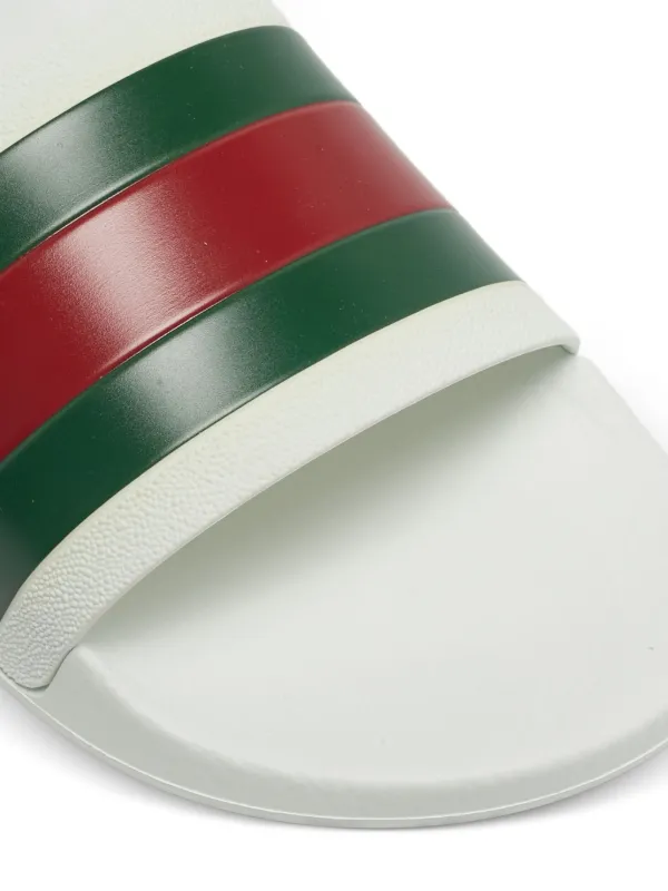 Gucci Pre-Owned Pursuit 72 Stripe Slides | White | FARFETCH display picture 1