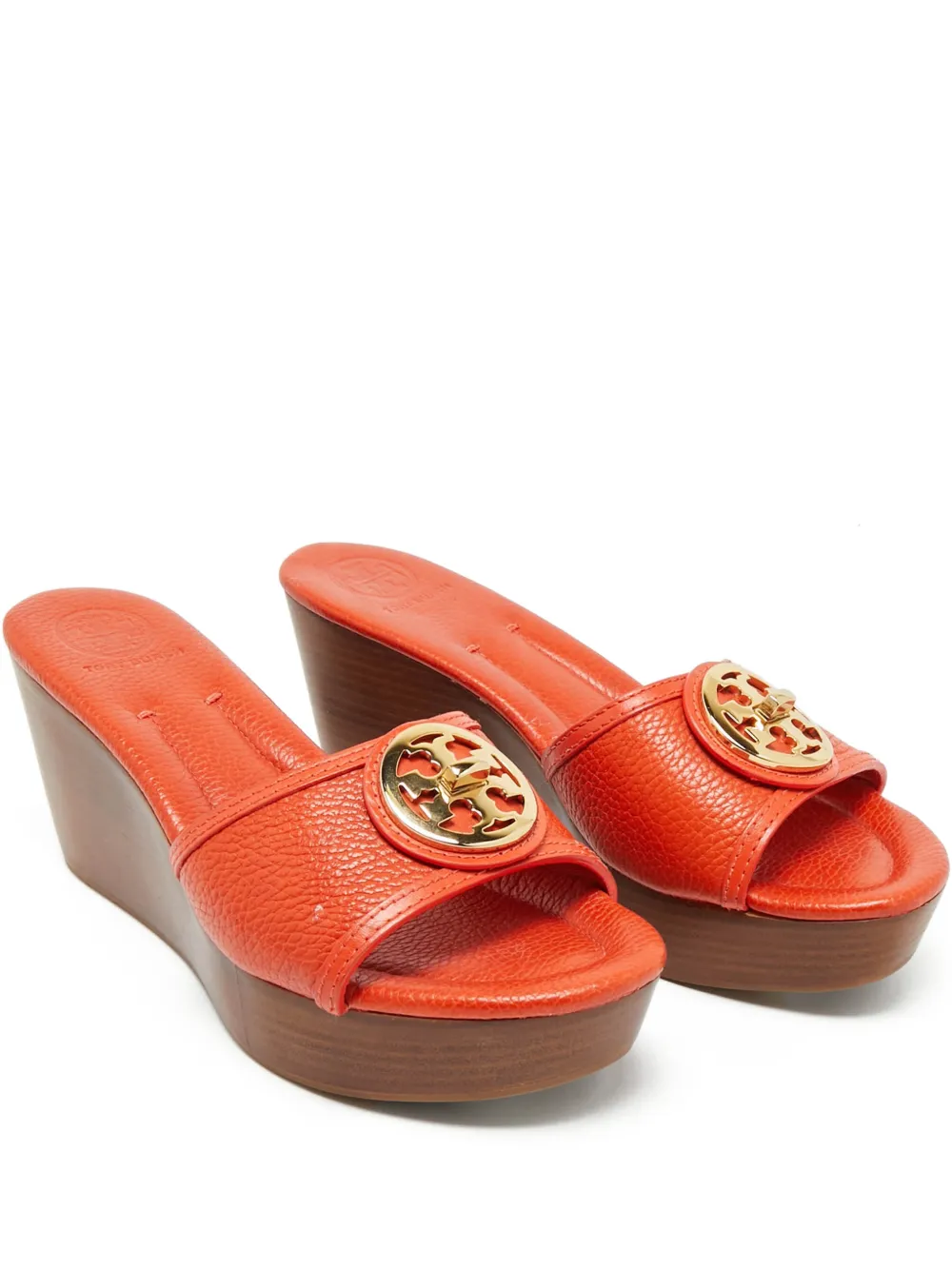 Tory Burch Selma leather wedge sandals - Arancione