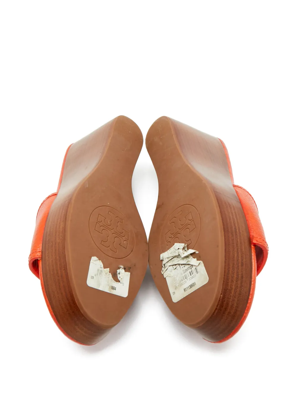 Tory Burch Selma leather wedge sandals - Oranje