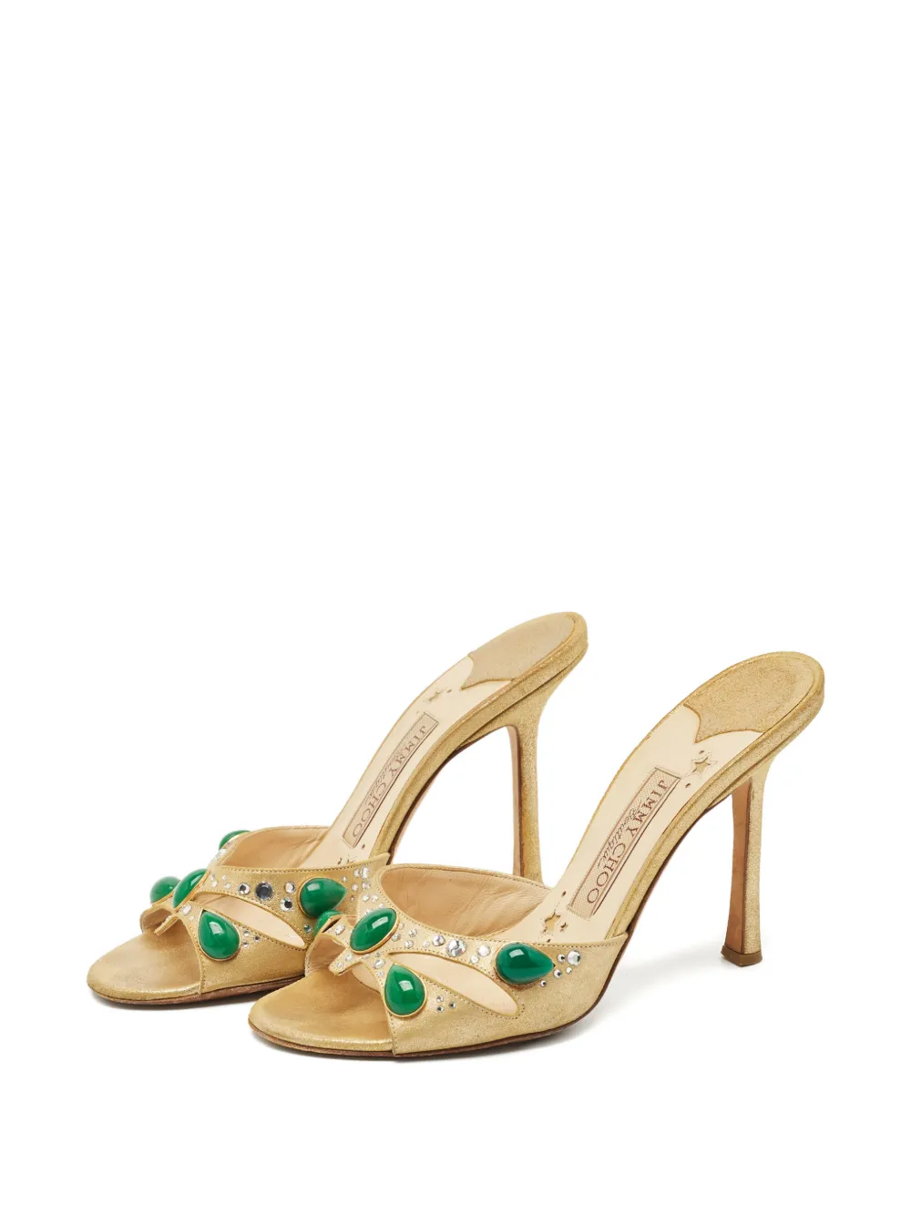 Jimmy Choo Pre-Owned suede crystal-embellished sandals - Goud