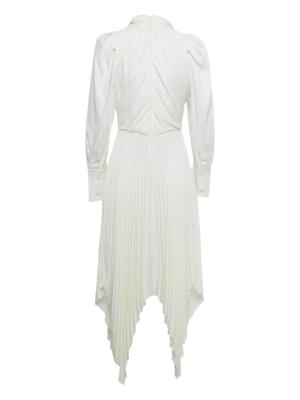KHAITE plissé-detail asymmetric midi dress - Wit