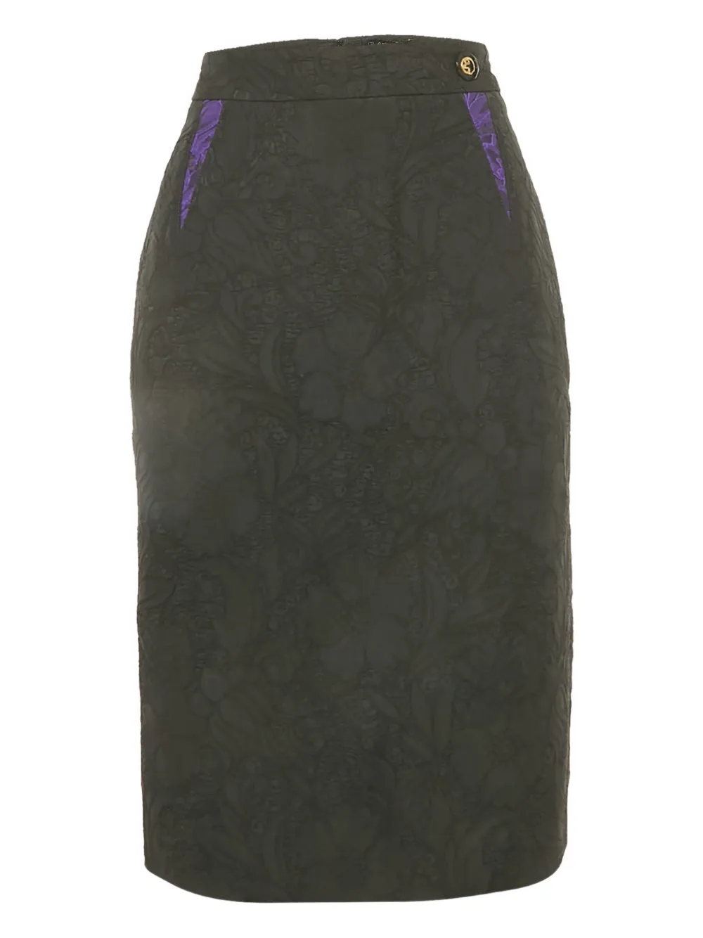 Pre-owned Cavalli Class Jacquard Pencil Skirt In Black
