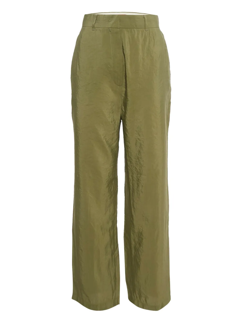 Pre-owned Max Mara Crepe Straight-leg Trousers In Green